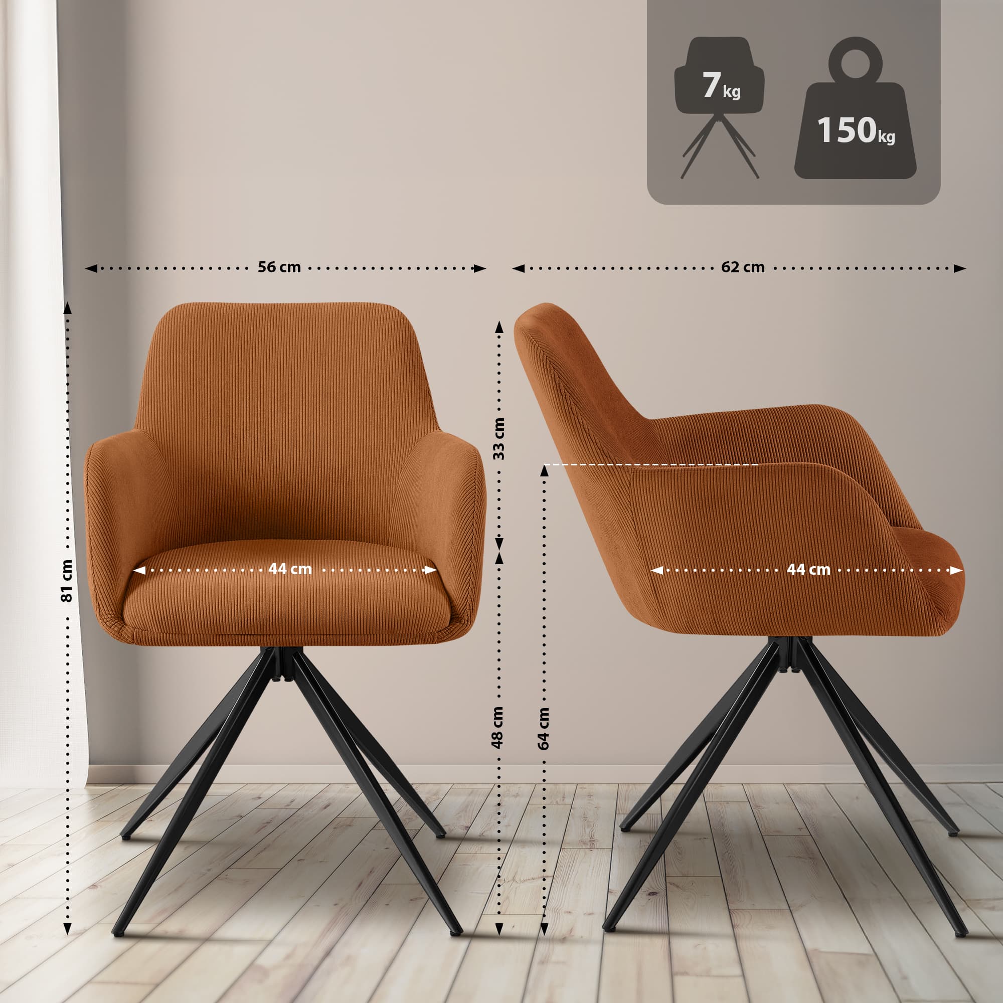 Chaise de salle à manger Olema Cord