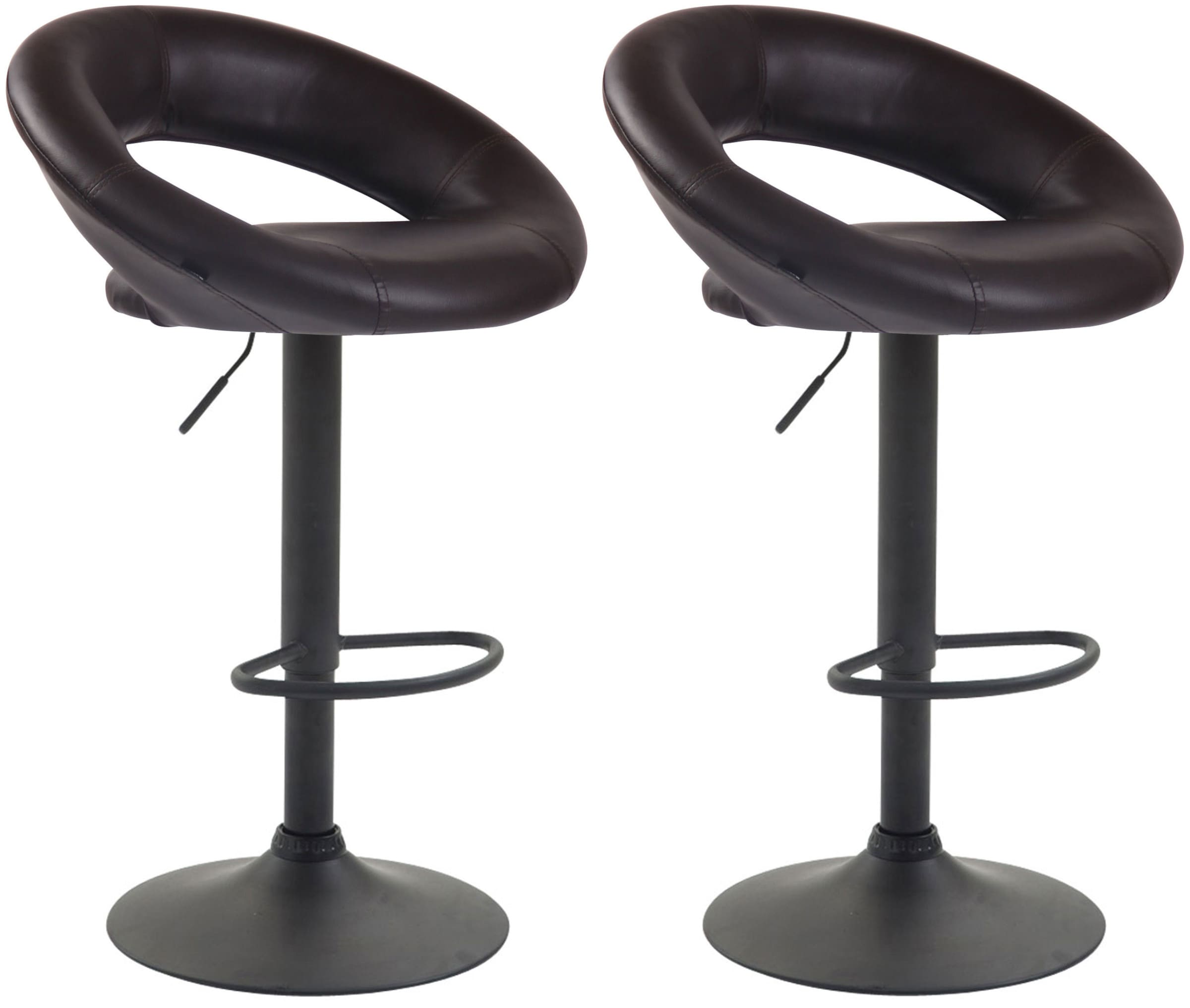 Lot de 2 Tabourets de bar Olinda en similicuir hauteur réglable et siège pivotant