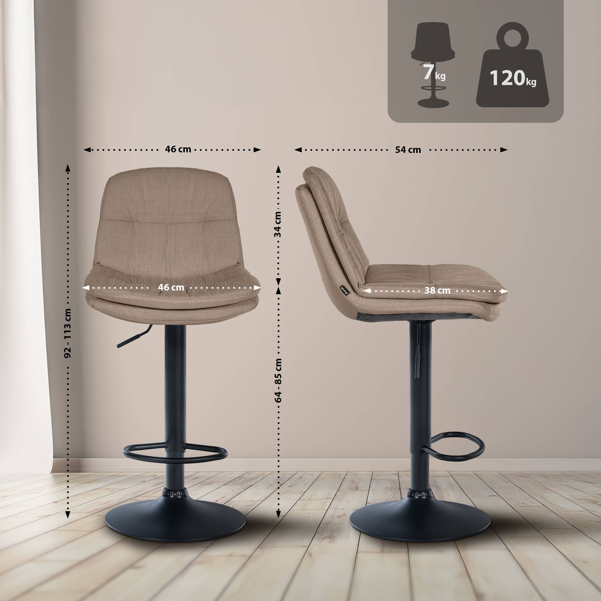 Tabouret de bar Laurel Tissu