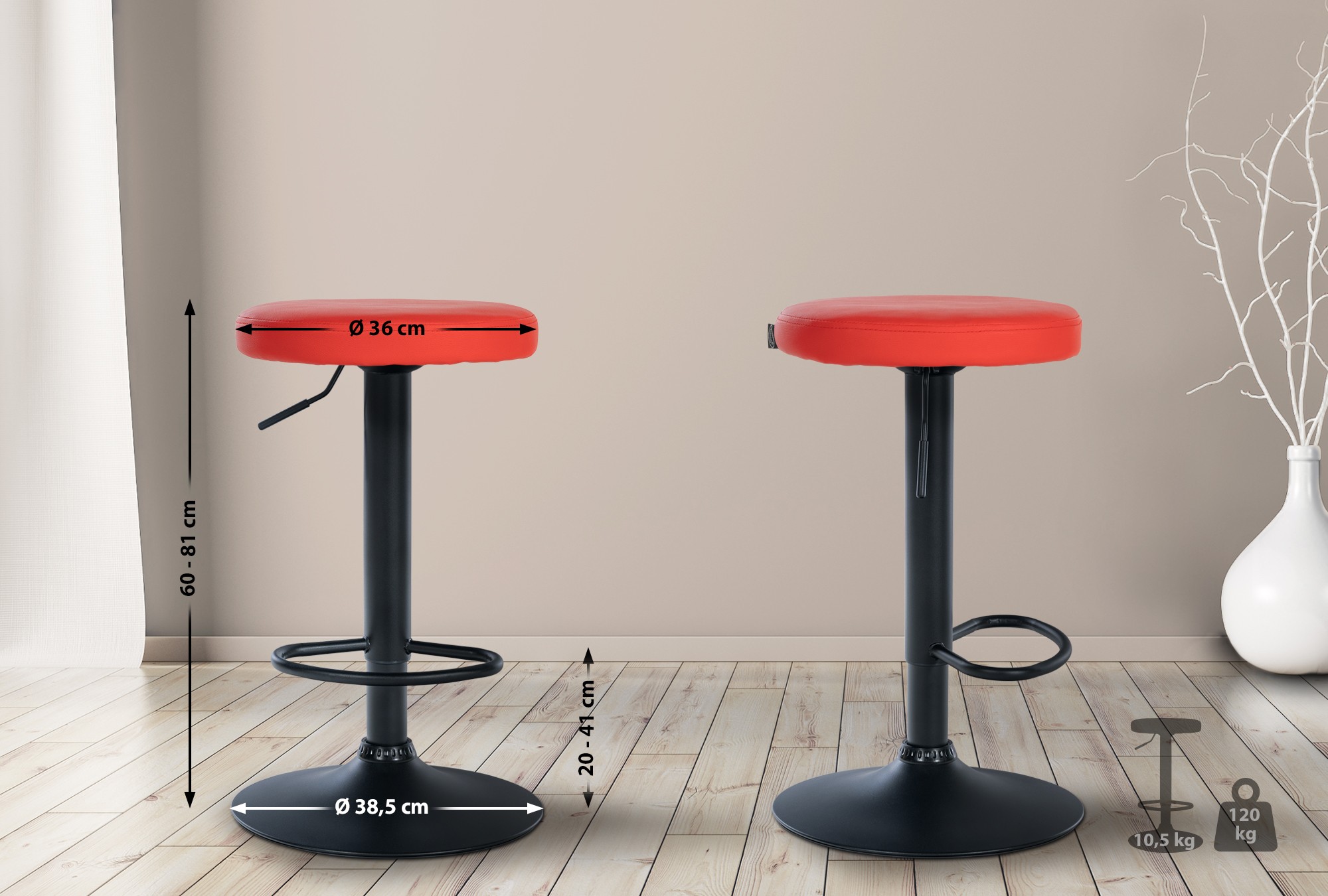 Lot de 2 tabourets de bar Ponte en similicuir