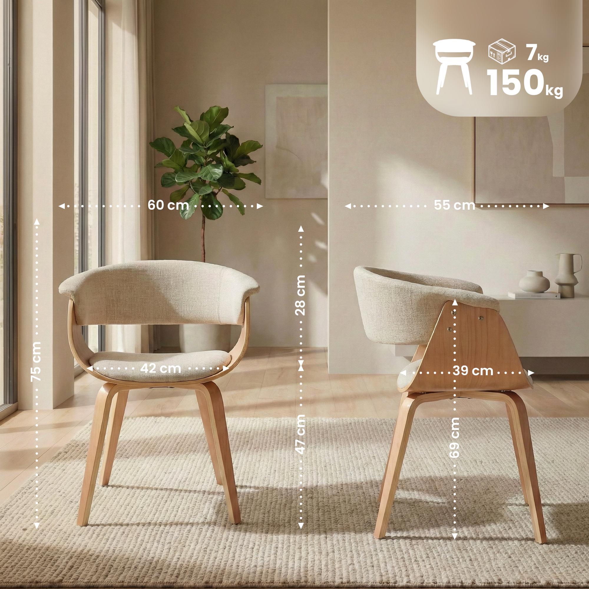 Lot de 2 chaises de salle a manger Bruce en tissu