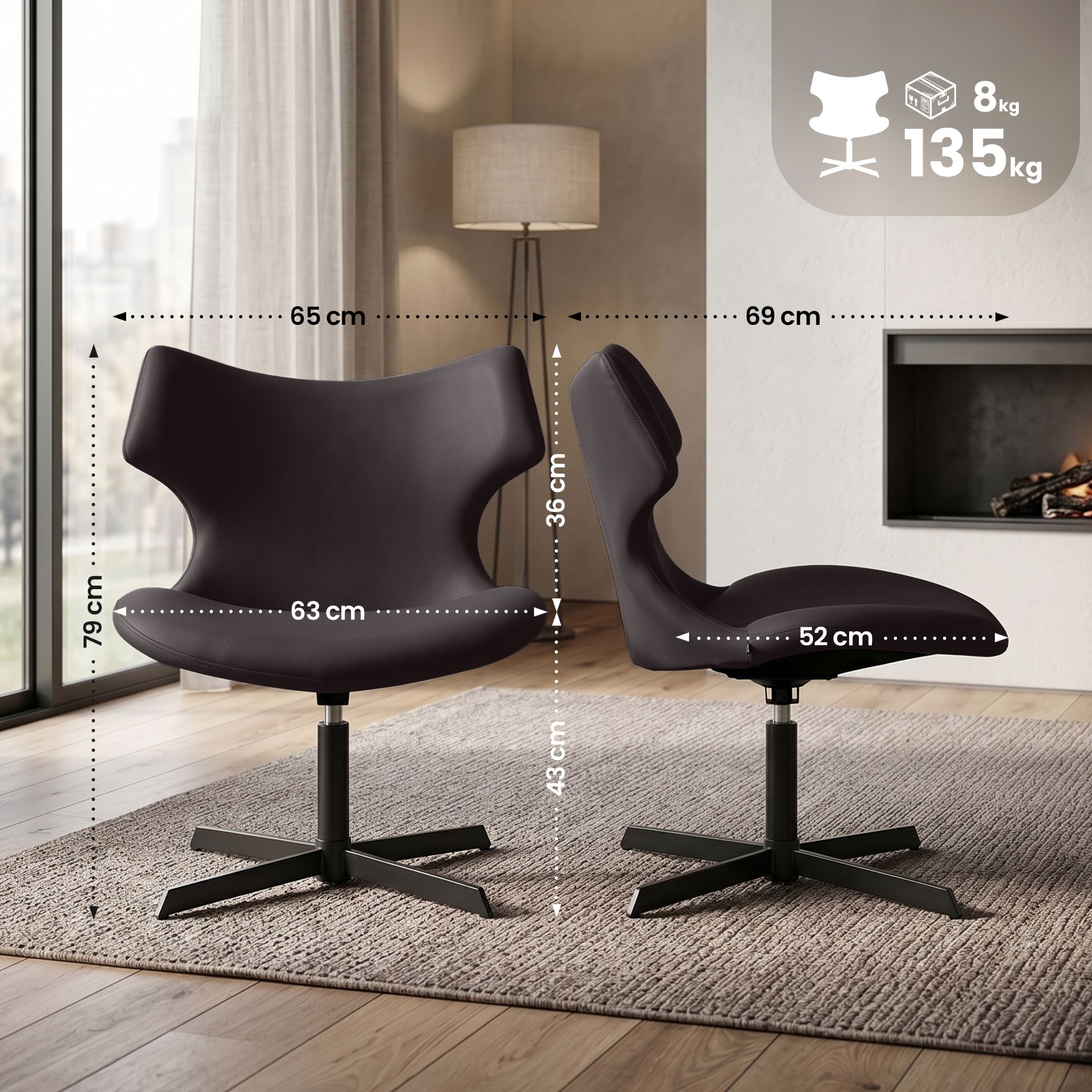 Lot de 2 fauteuils lounge Welland aspect cuir