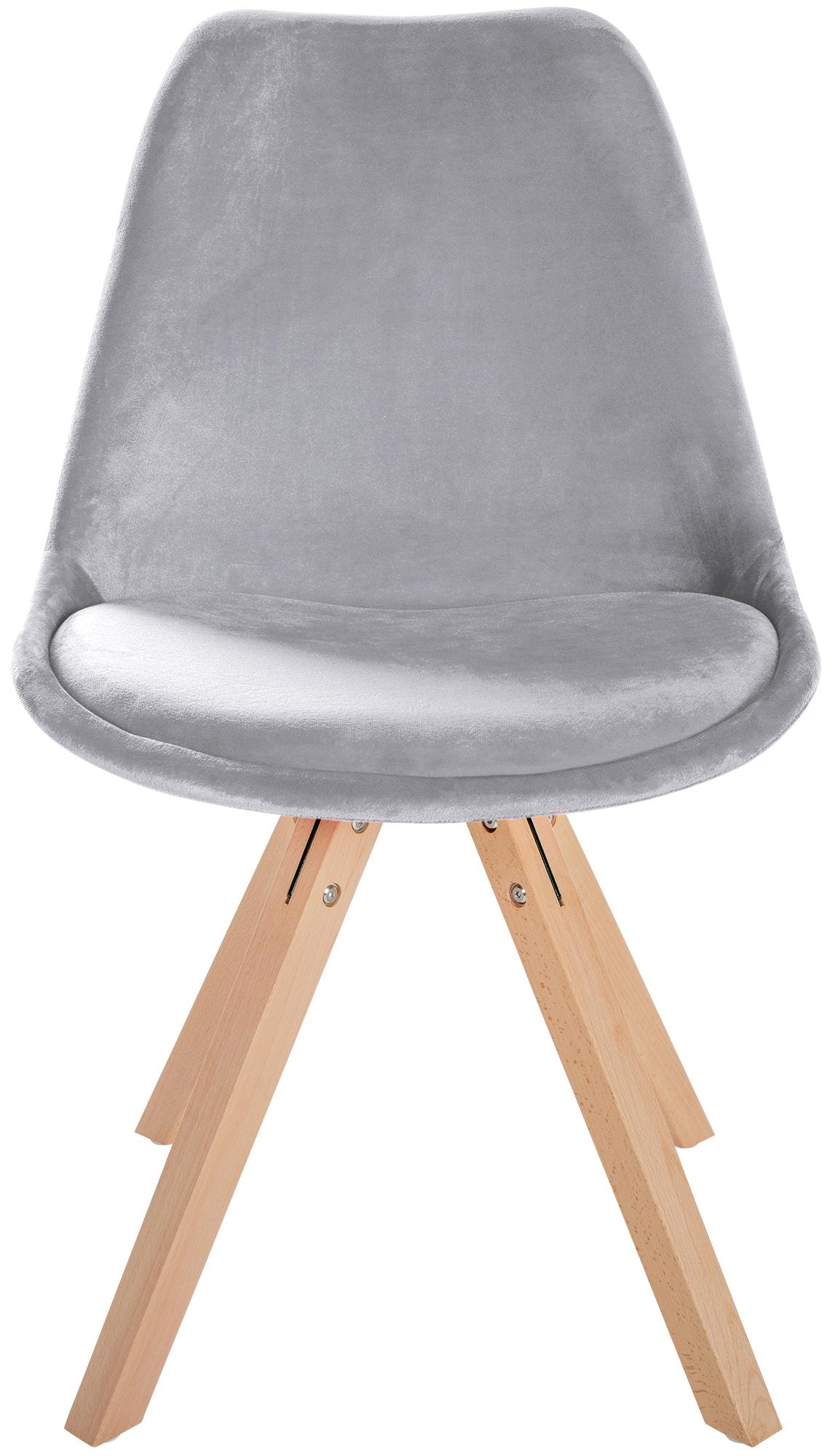 Lot de 4 chaises de salle à manger Sofia en velours Pieds en bois