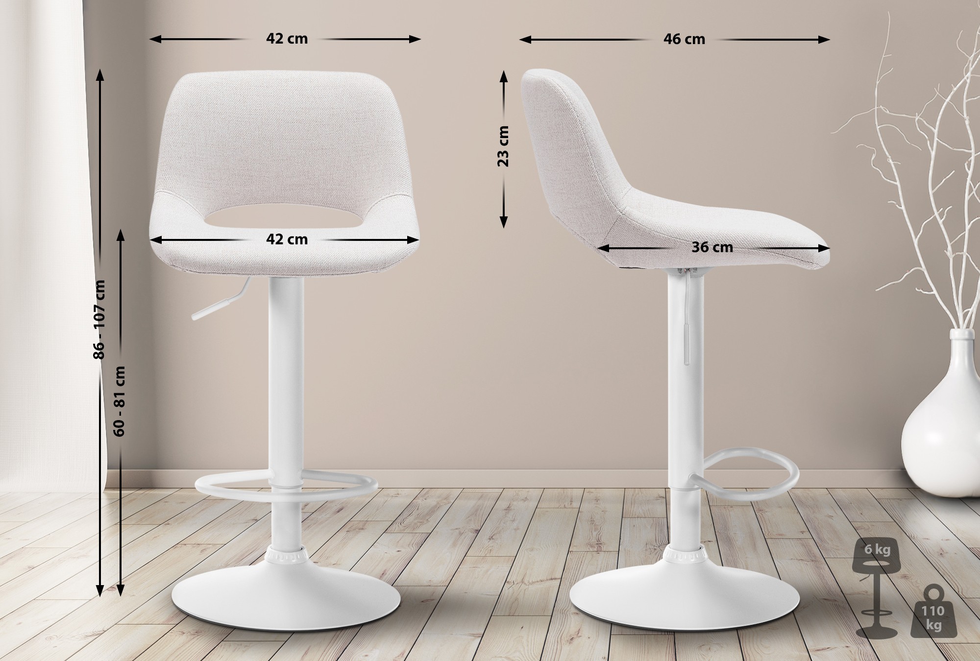 Tabouret de bar Camden Tissu