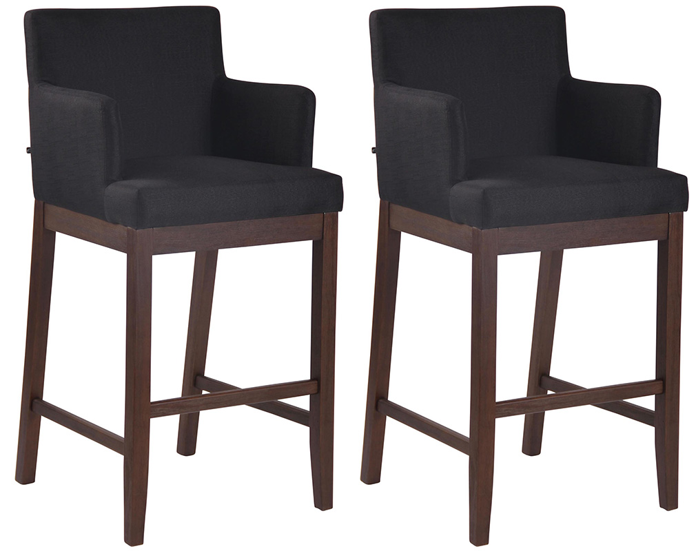 Lot de 2 tabourets de bar Laredo en tissu Pieds en Bois