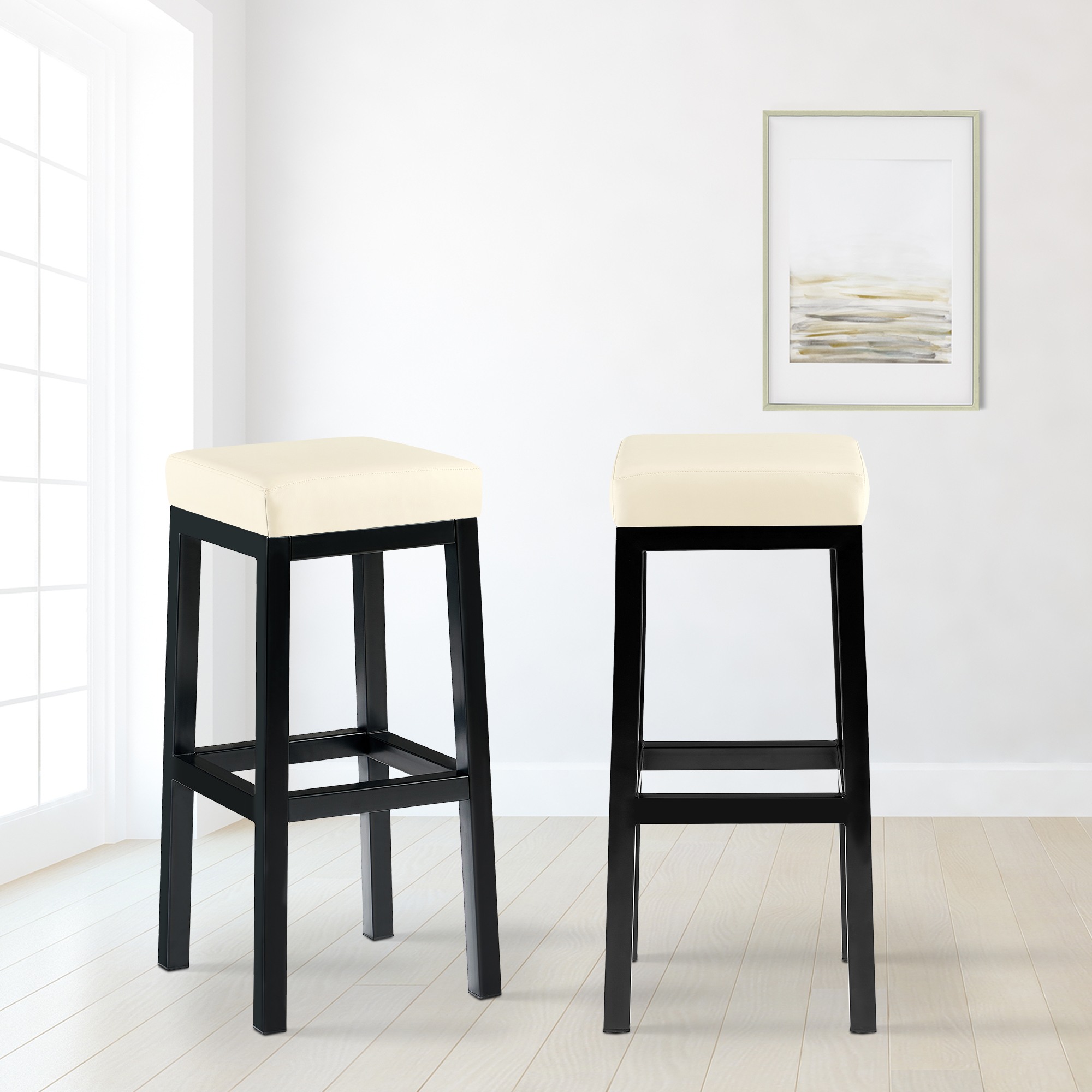 Tabouret de bar Taylor hauteur d'assise 83 cm piètement métal noir