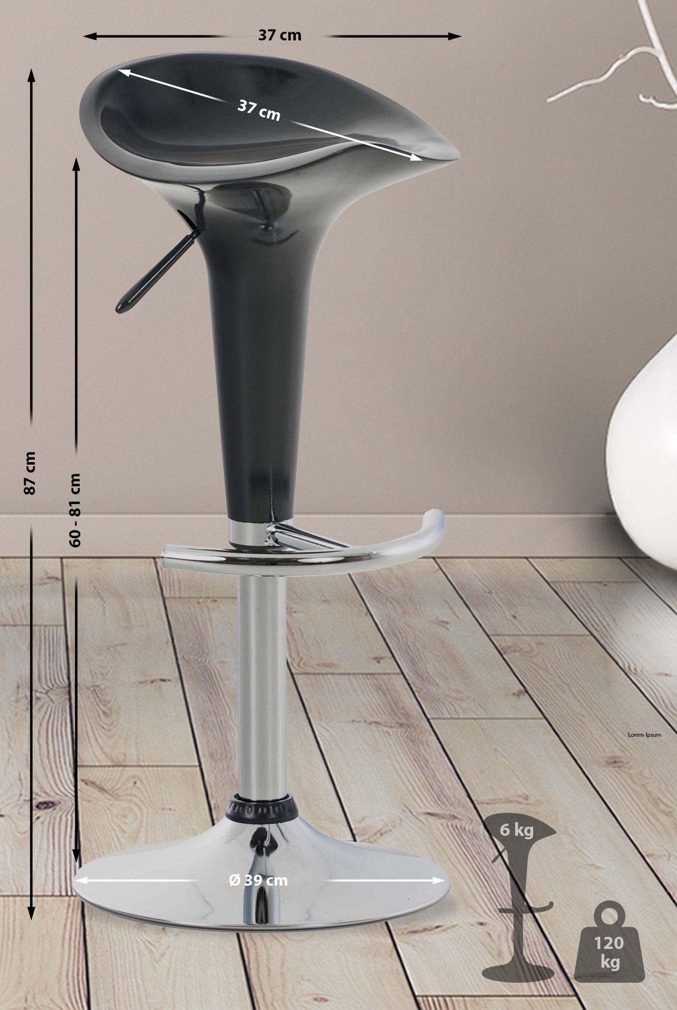 Tabouret de bar Saddle avec Assise en p^lastique pied en métal