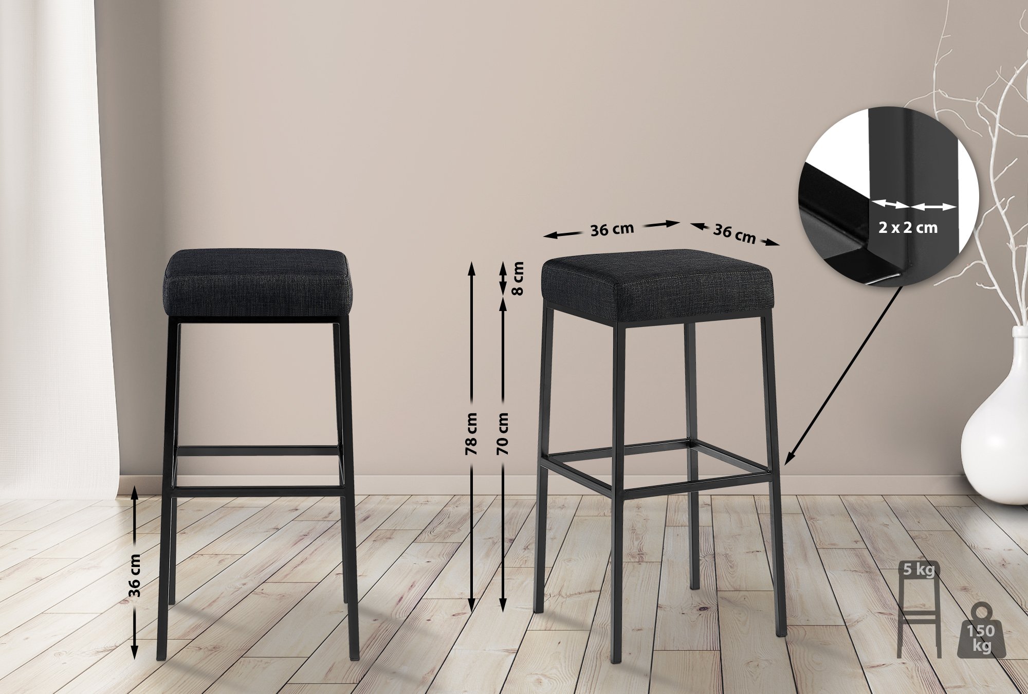 Tabouret de bar Montreal tissu