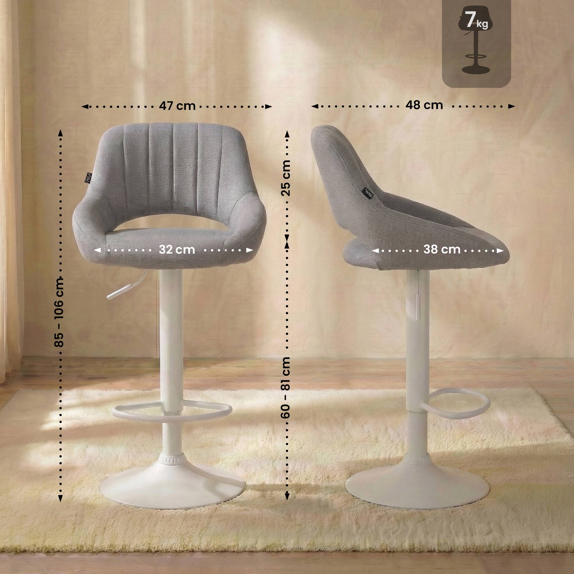 Lot de 2 tabourets de bar Milet en tissu