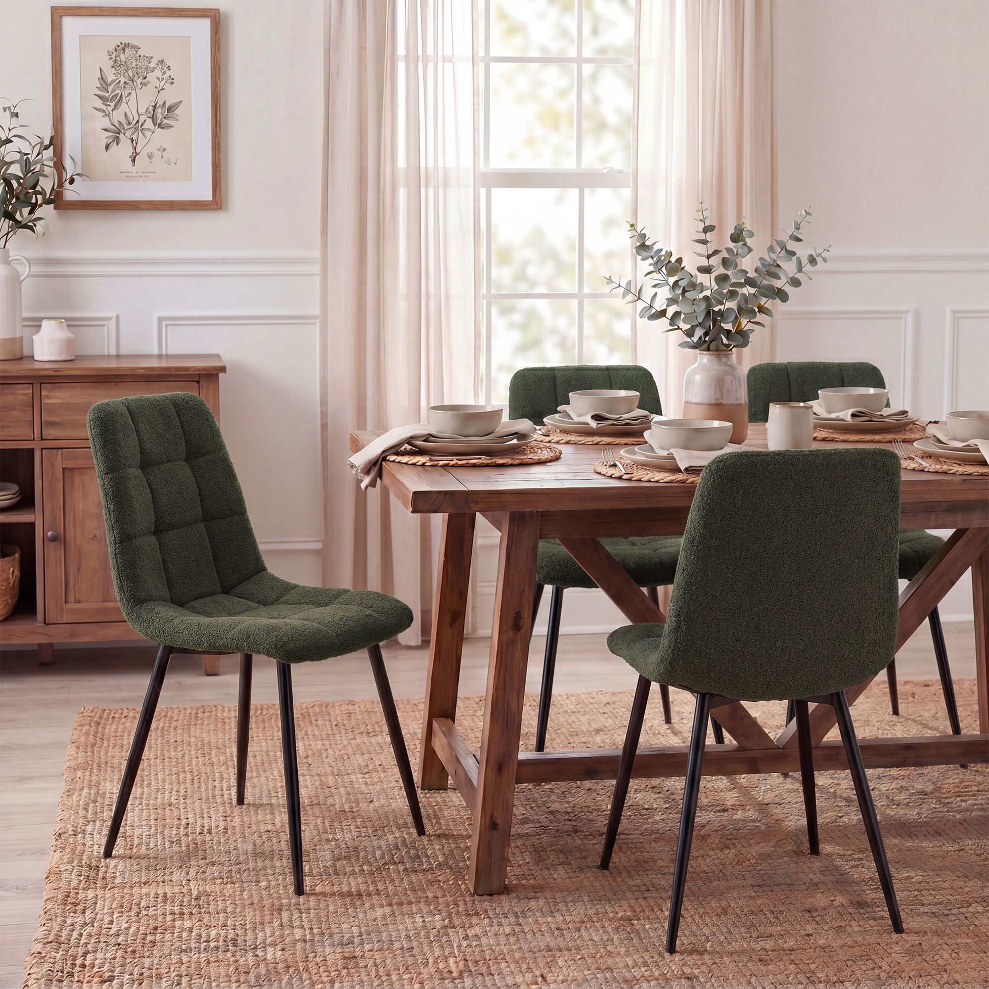 Chaise de salle a manger Antibes en tissu teddy