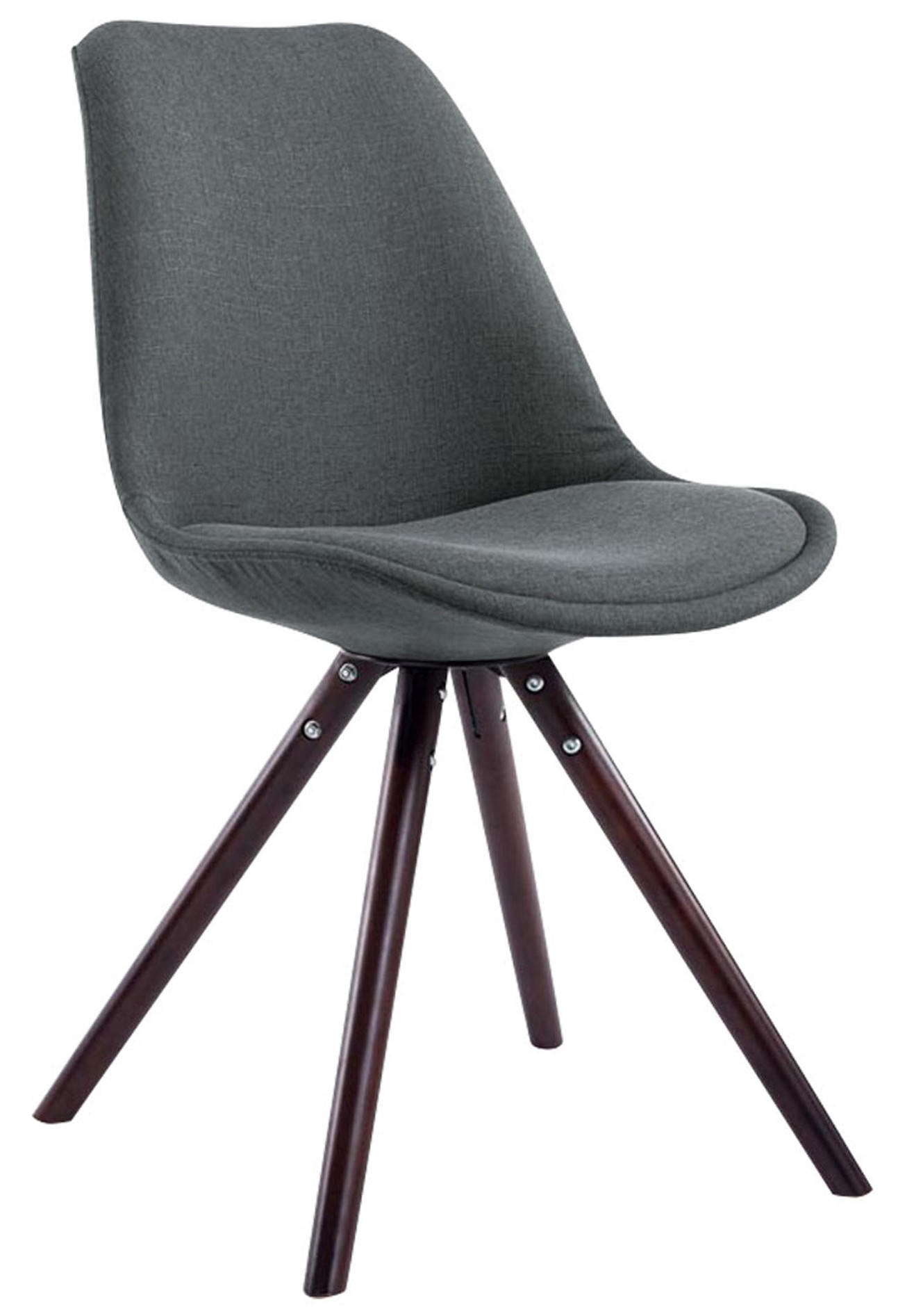 Lot de 4 Chaises de salle à manger Toulouse Tissu Pieds ronds bois