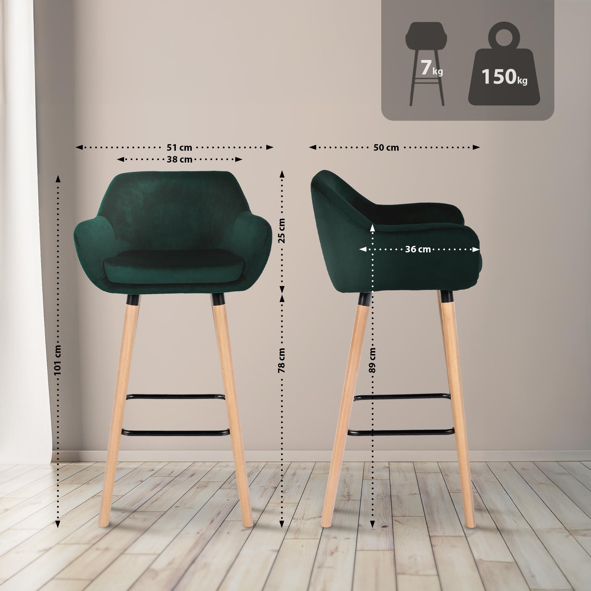Lot de 2 tabourets de bar Grant en velours