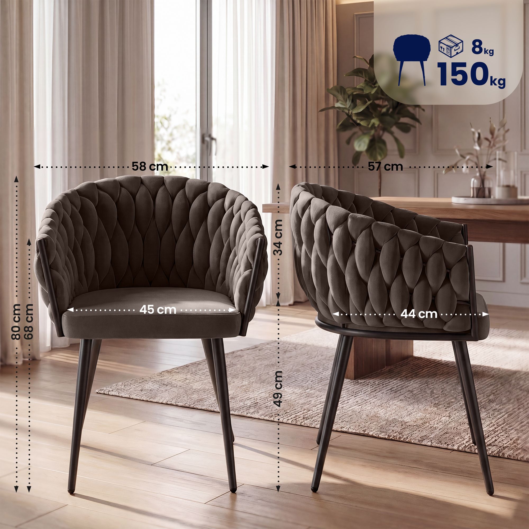 Chaise de salle a manger Molise velours