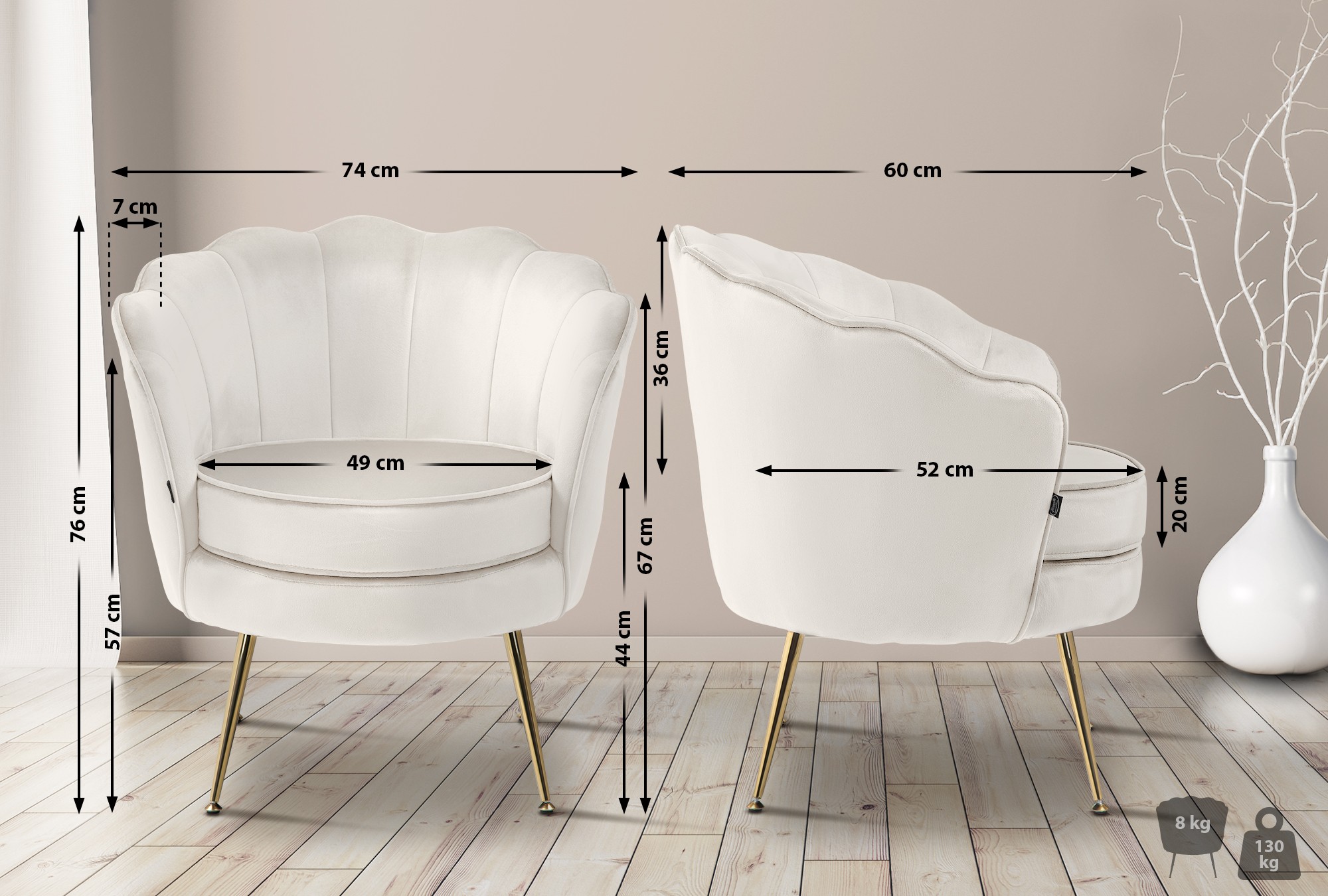 Chaise Rosita velours