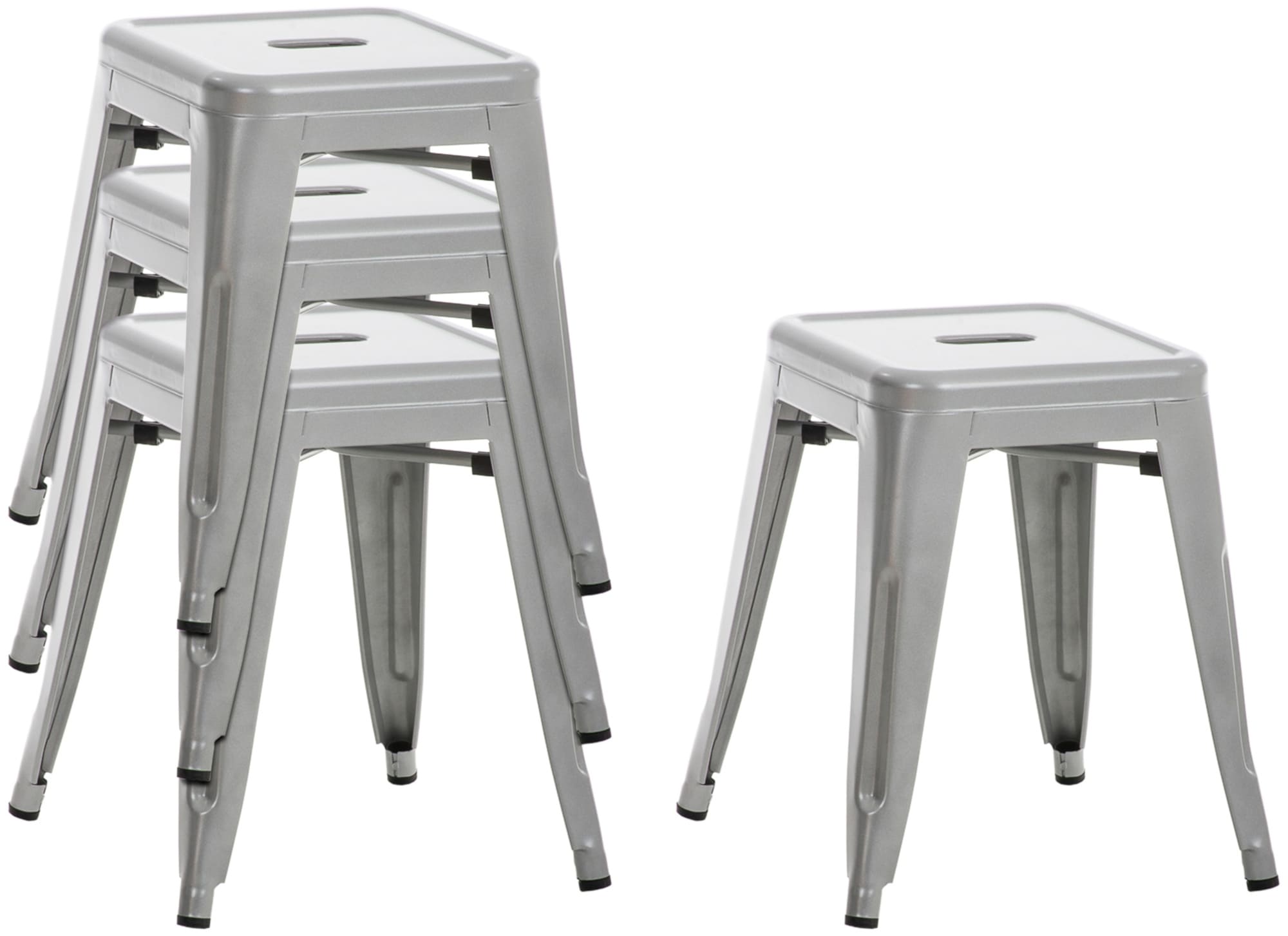 Lot de 4 tabourets bas au style industriel Armin en métal