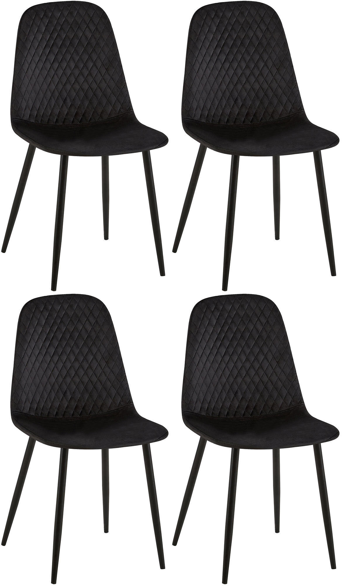 Lot de 4 Chaises de salle à manger Giverny avec Piètement en métal noir
