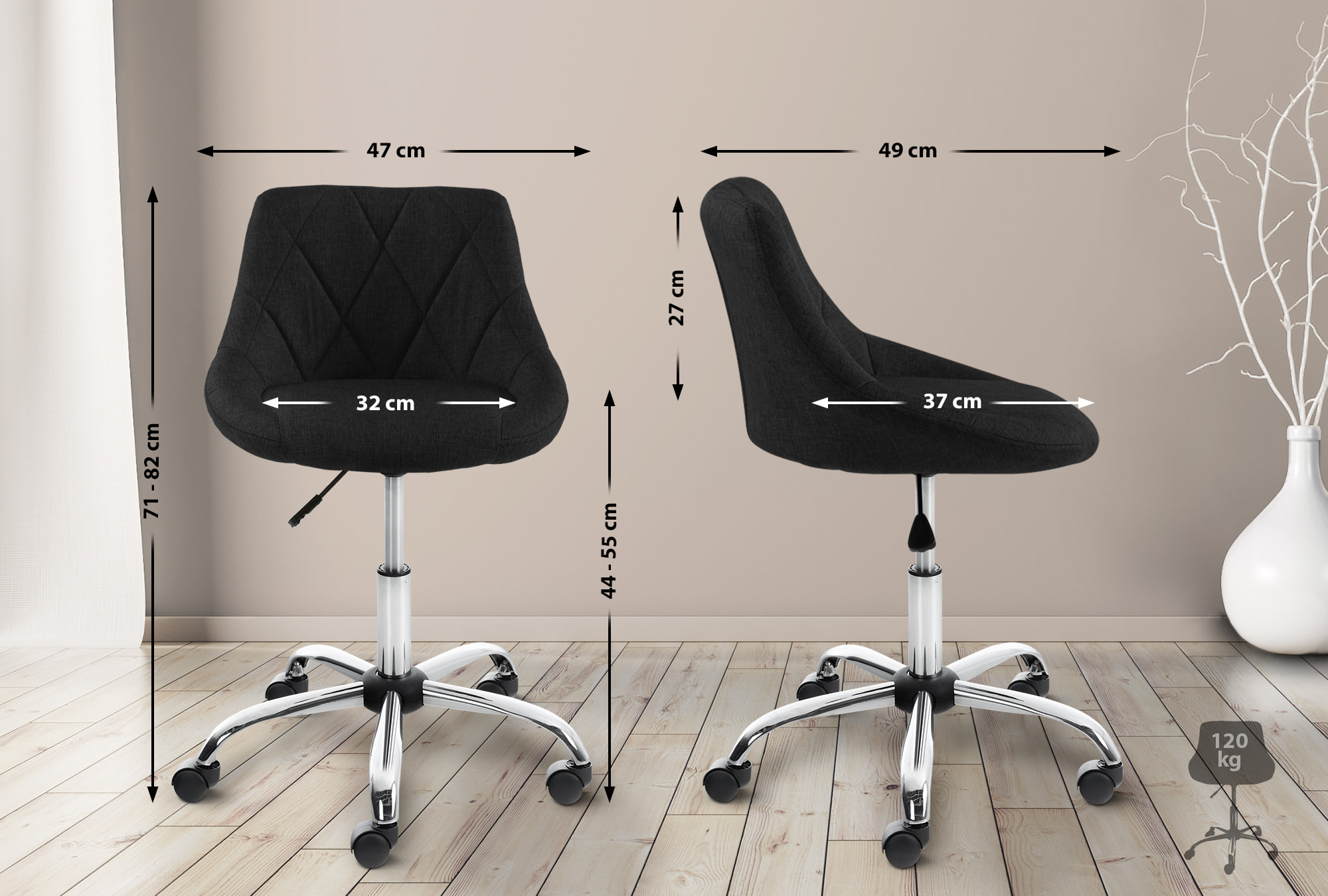 Tabouret de travail Lazio réglable en hauteur et pivotant