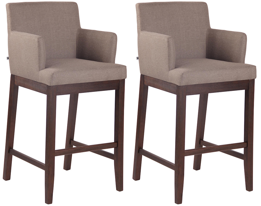 Lot de 2 tabourets de bar Laredo en tissu Pieds en Bois