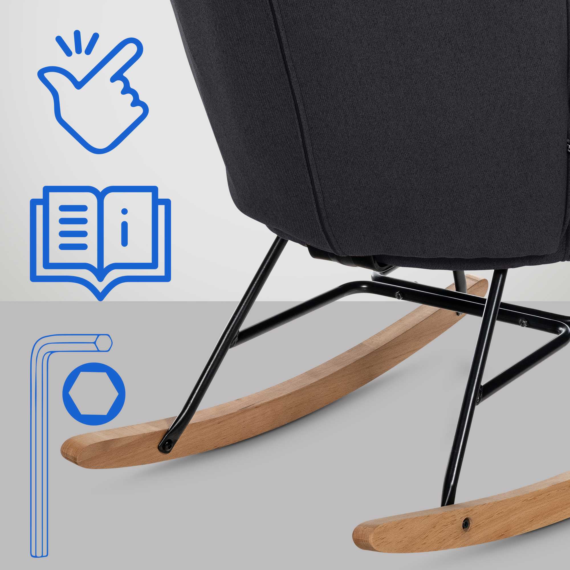 Fauteuil à bascule Sanka en tissu