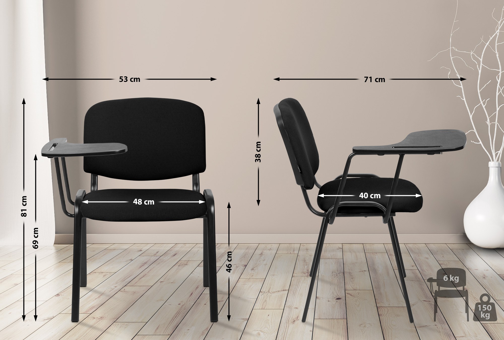 Chaise Ken XL avec table pliante tissu