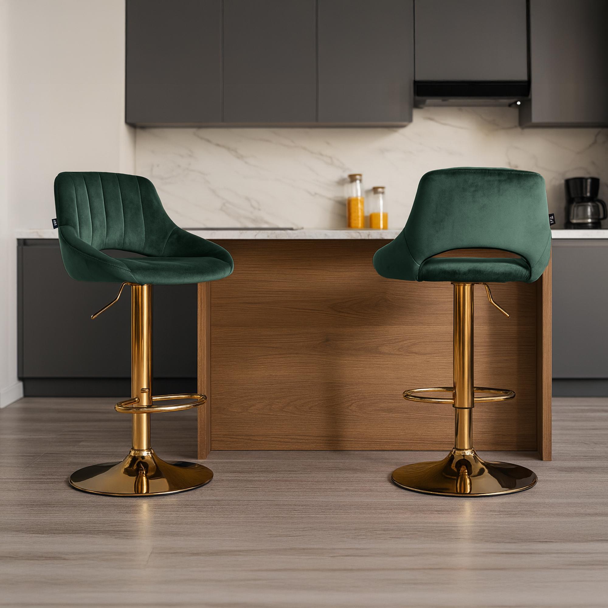Lot de 2 tabourets de bar Milet en velours