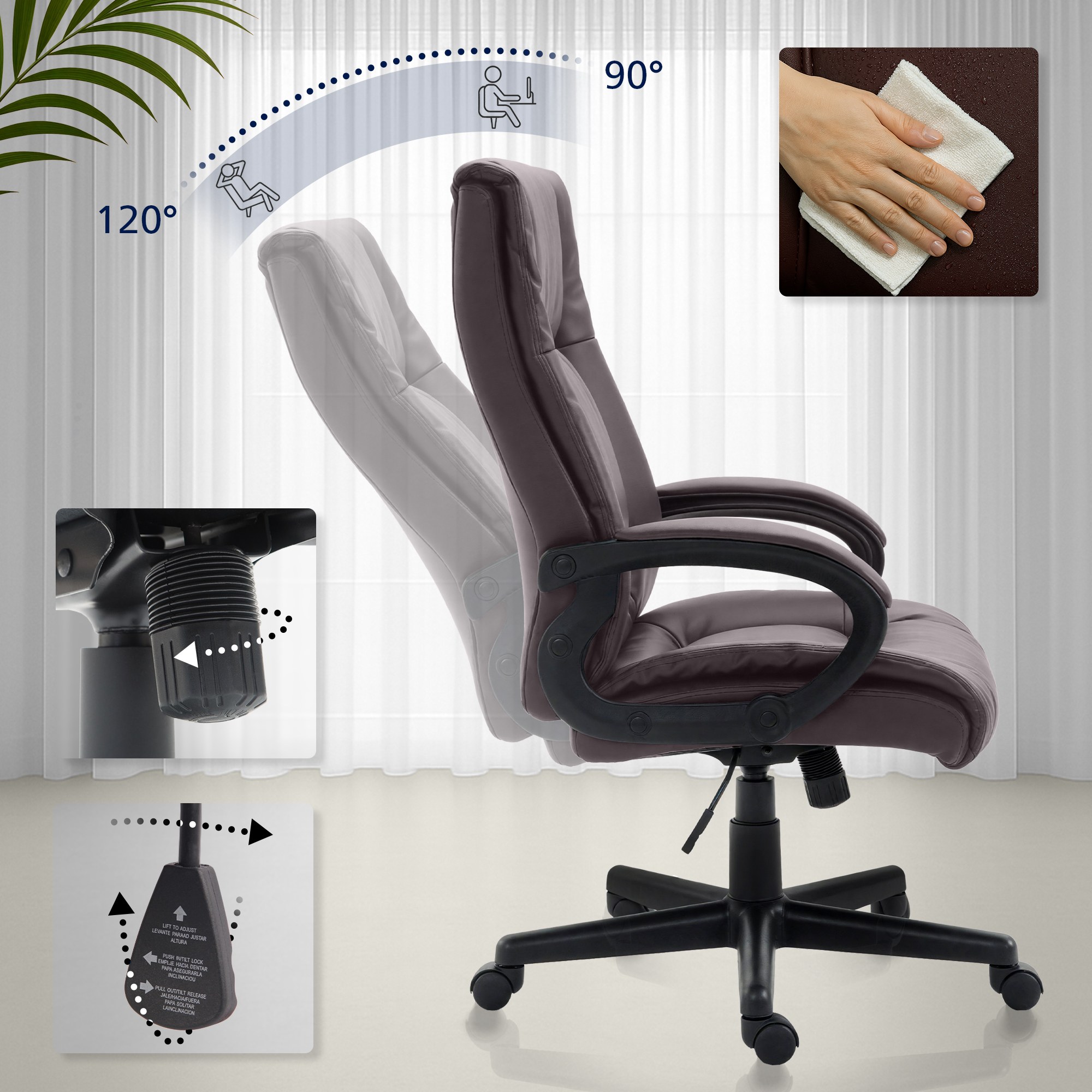 Chaise de bureau XL Sparta similicuir