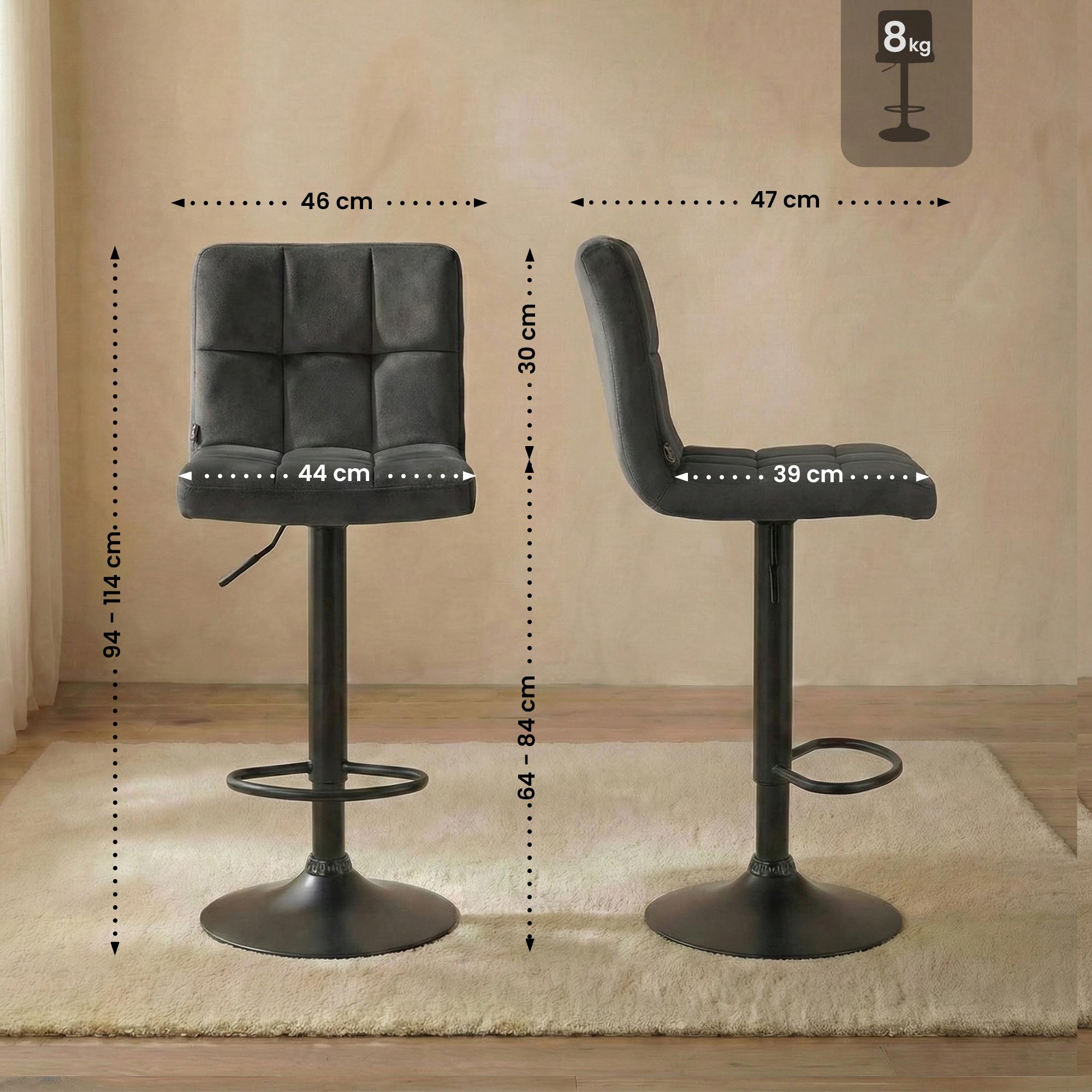 Lot de 2 tabourets de bar Peru velours
