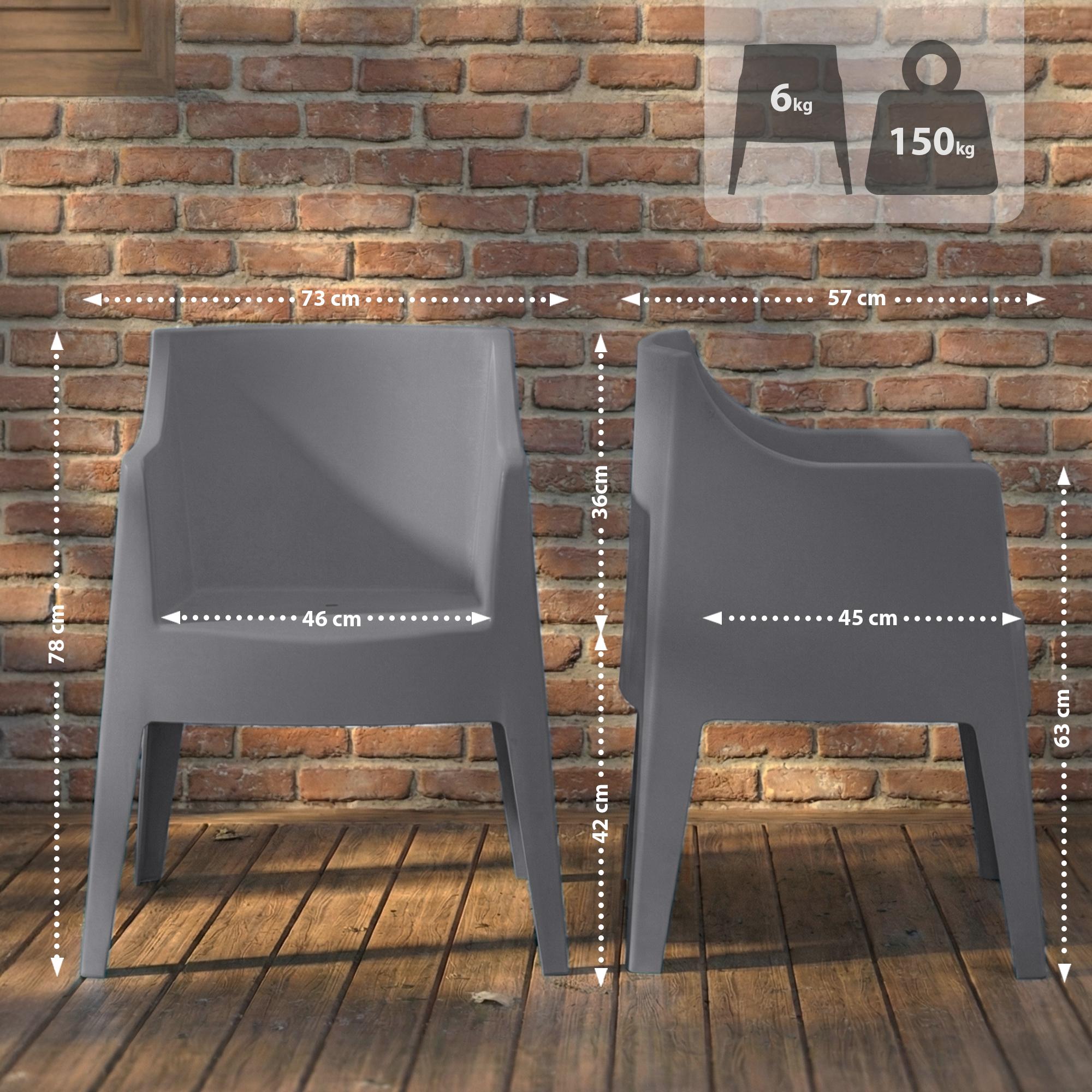Lot de 6 Chaises de Jardin Bartal Empilables en Polypropylène Résistant aux UV et Intempéries - Fauteuils d'Extérieur Design
