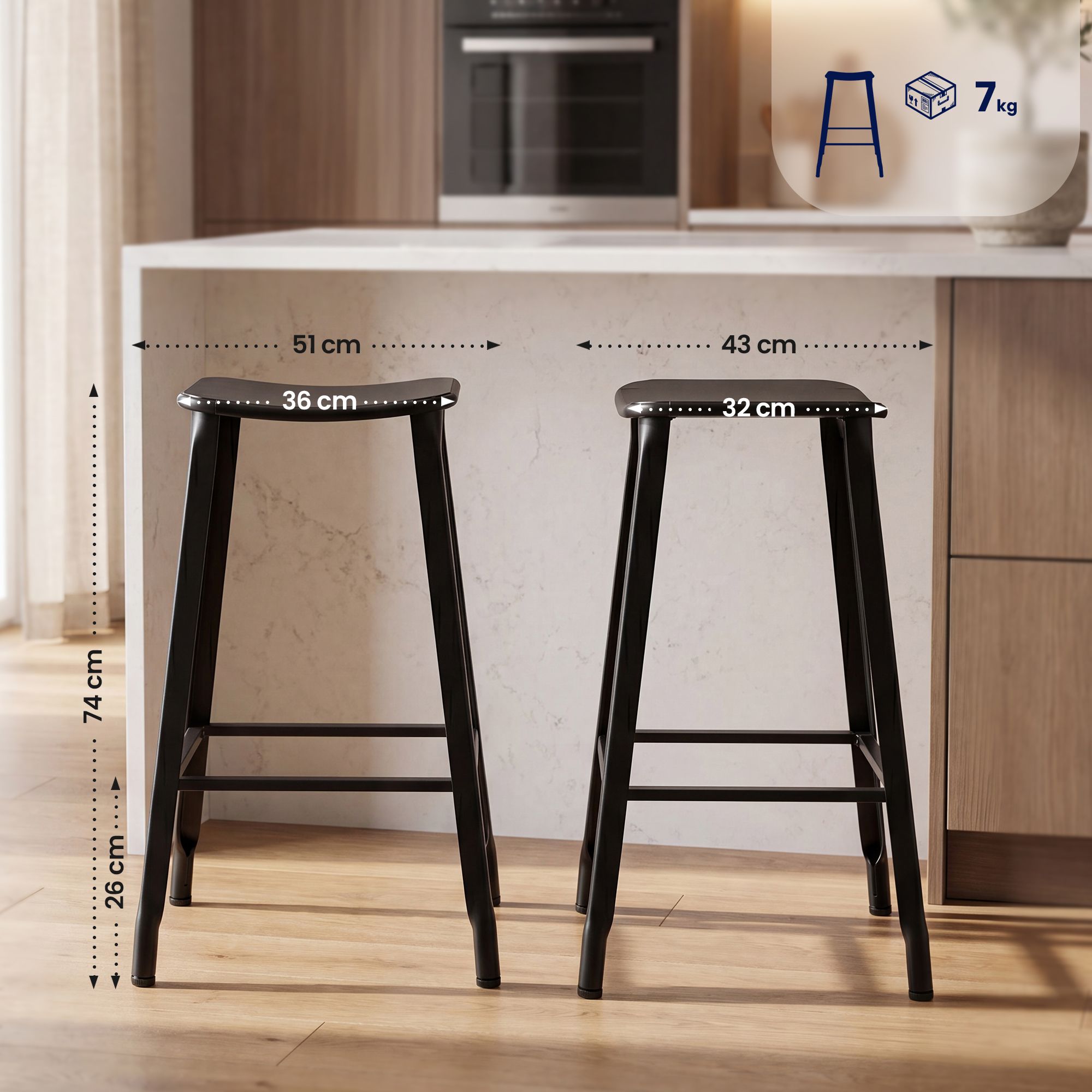 Lot de 2 tabourets de bar Peony