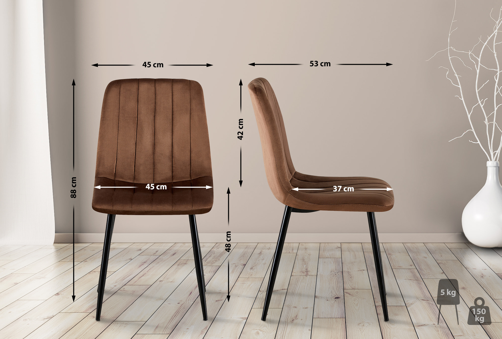 Chaise de salle à manger Dijon avec Piètement en métal noir