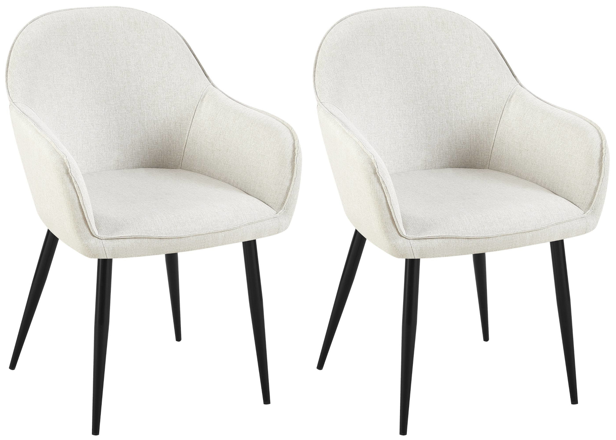 Lot de 2 Chaises de salle à manger Boise en Tissu avec Piètement en Métal noir