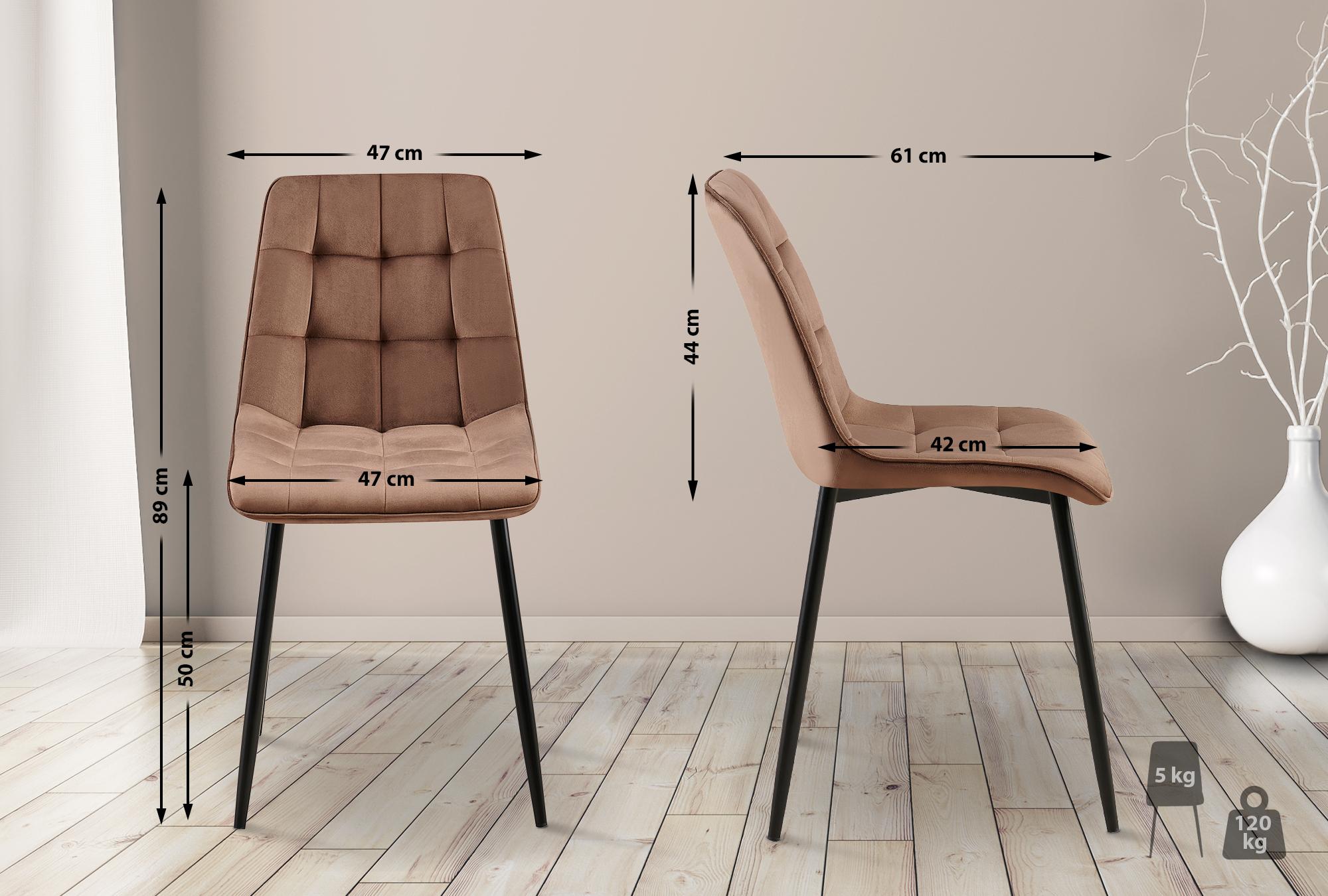Chaise de salle à manger Gifford revêtement velours