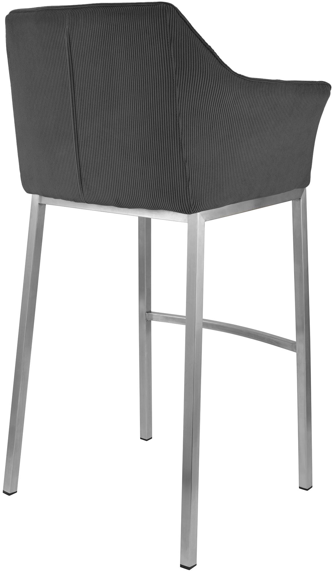 Tabouret de Bar Damaso en Velours Côtelé avec Piétement à Quatre Pieds