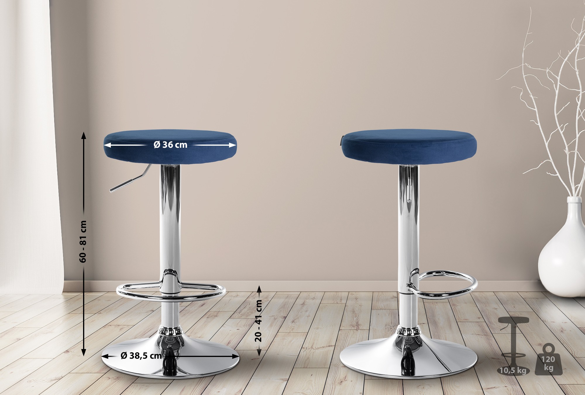 Tabouret de bar Ponte revêtement velours