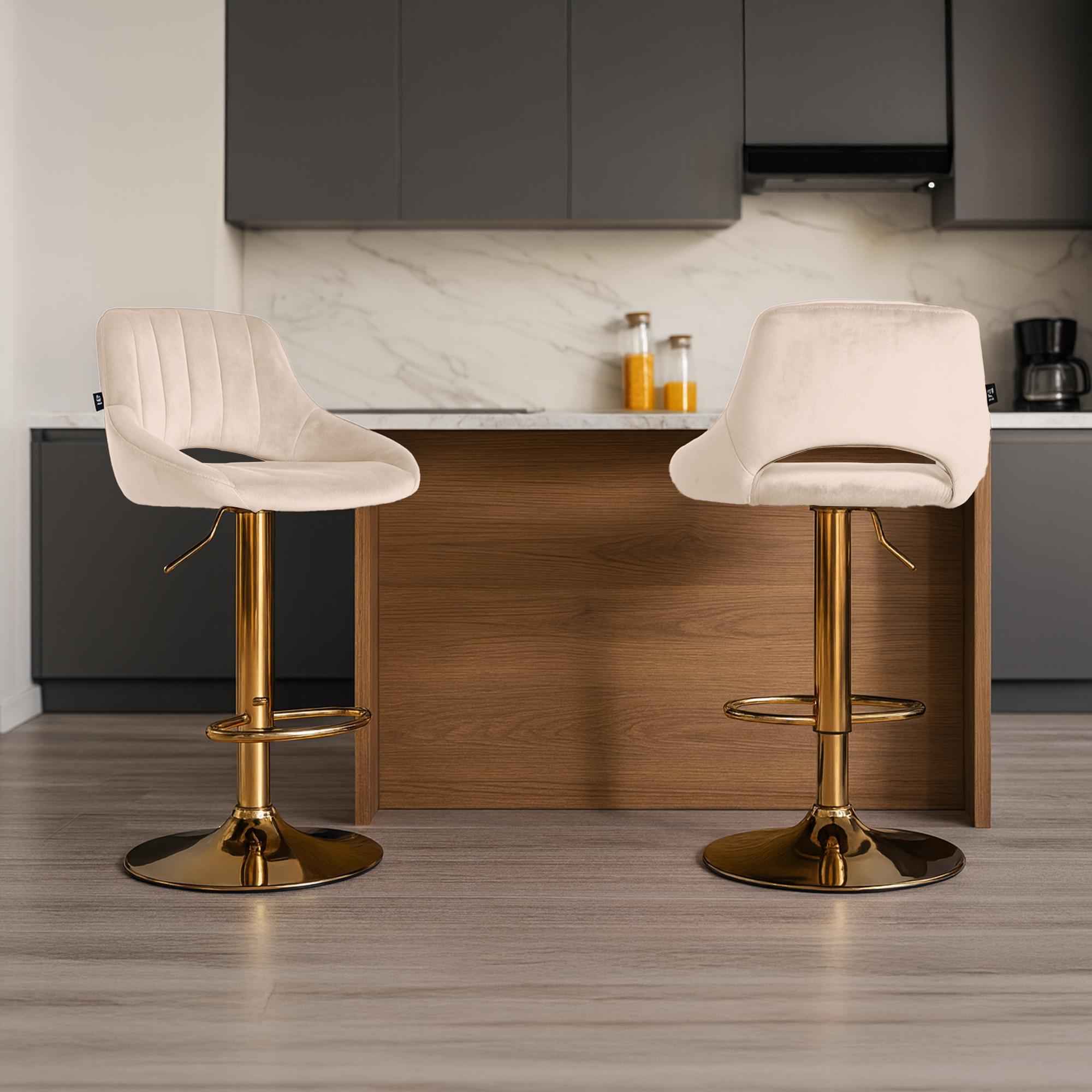 Lot de 2 tabourets de bar Milet en velours