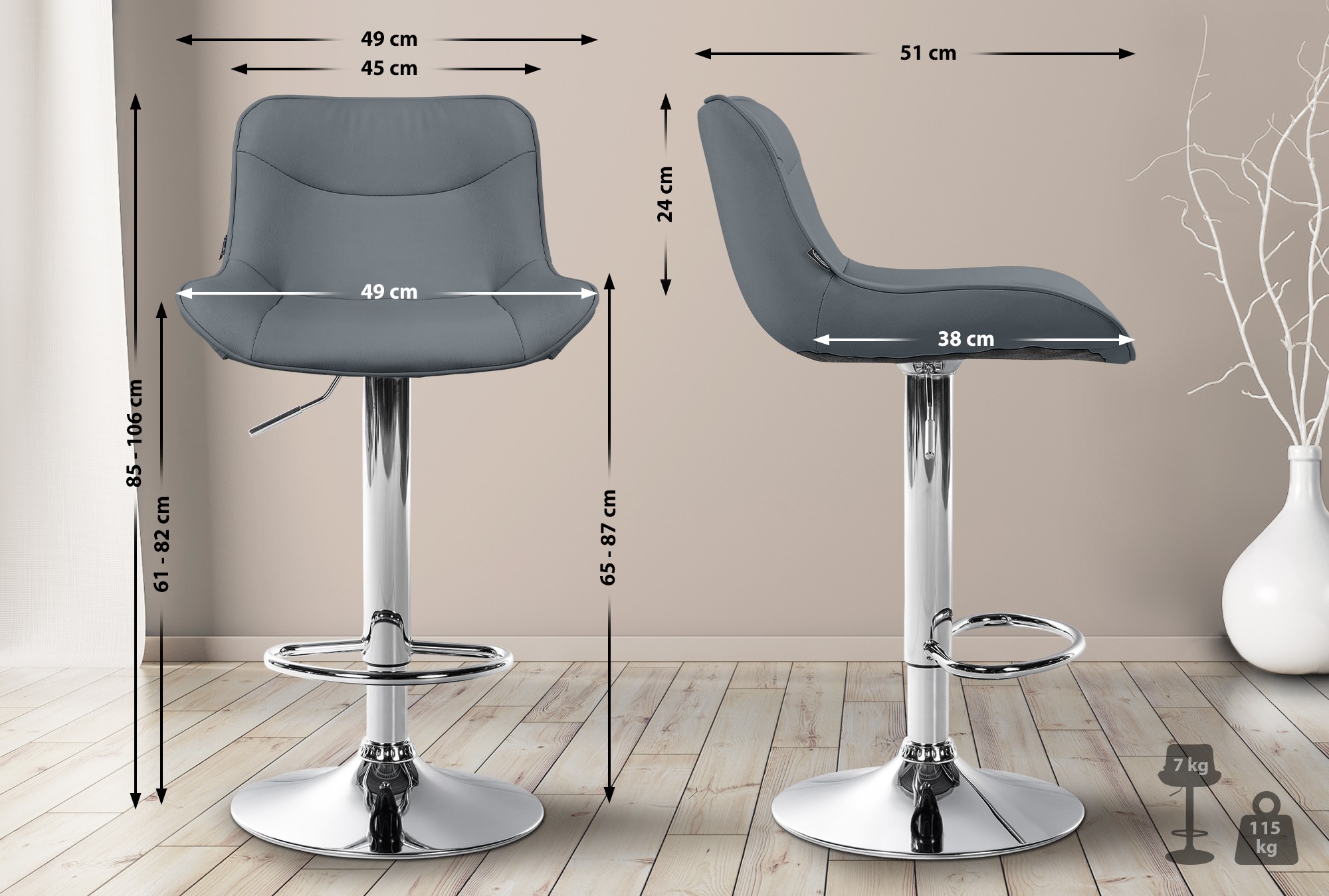Tabouret de bar Vonore similicuir