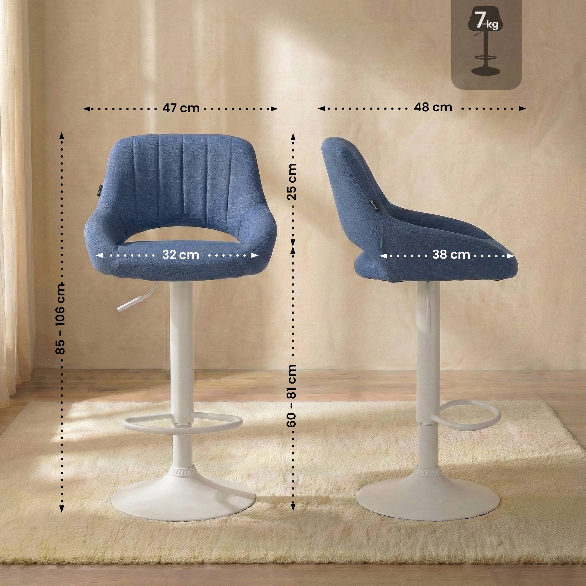 Lot de 2 tabourets de bar Milet en tissu