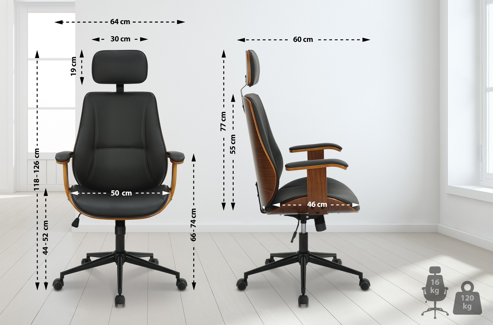 Chaise de bureau Lugo similicuir