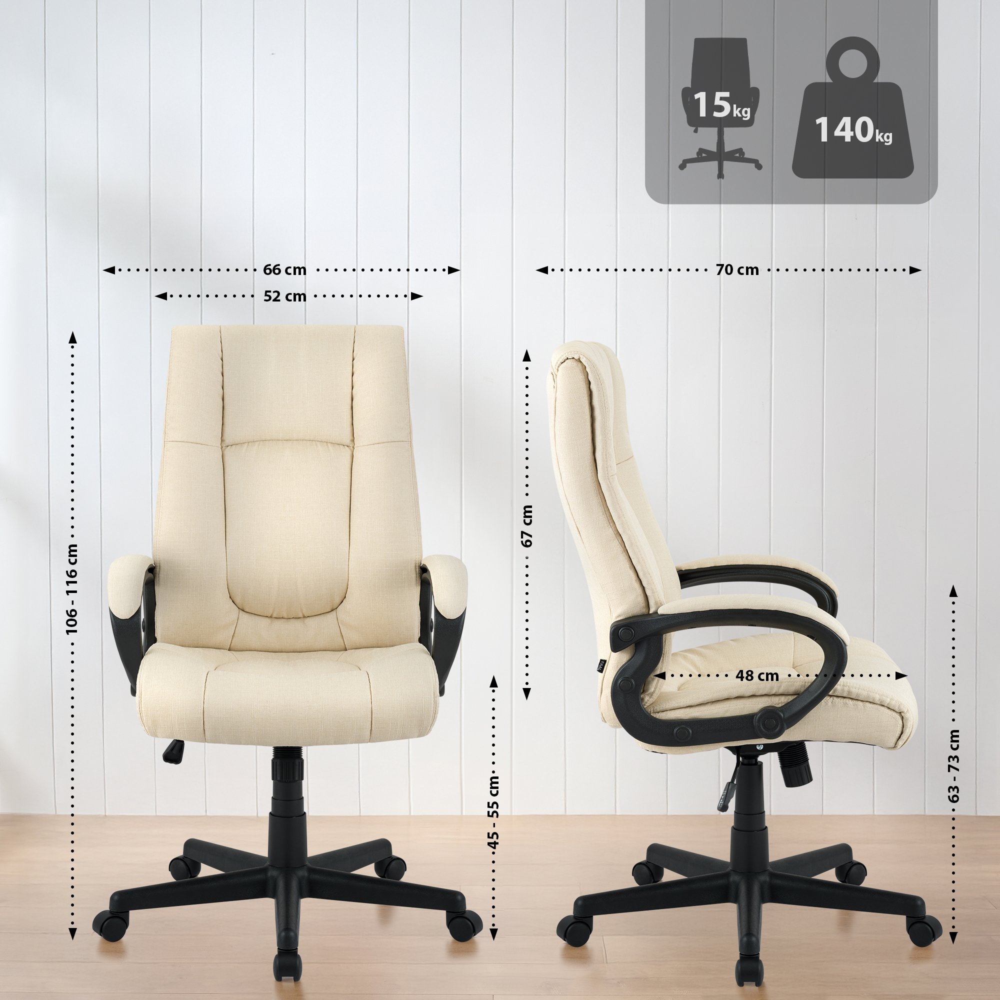 Chaise de Bureau XL Sparta Tissu