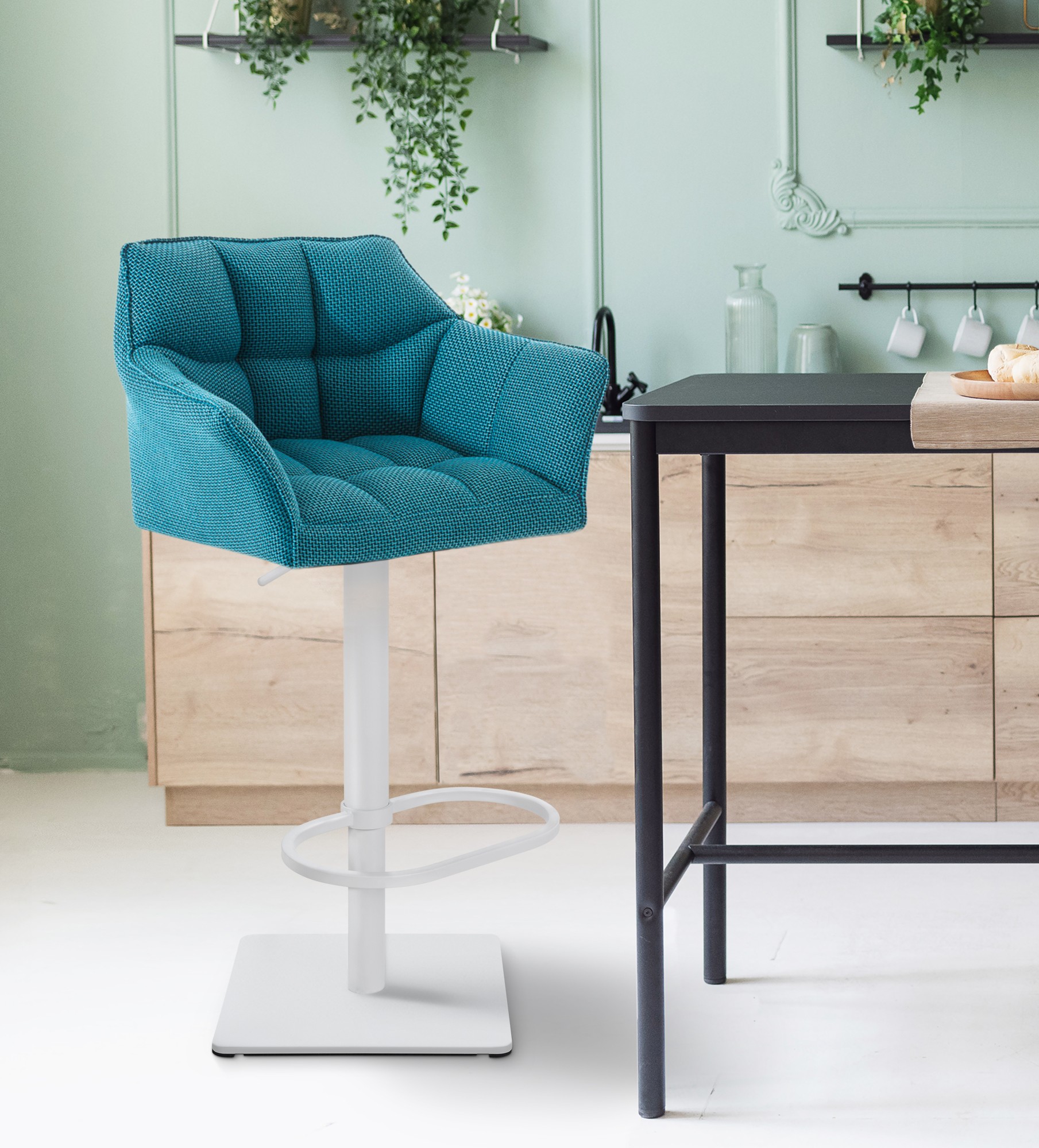 Tabouret de bar Damaso avec revetement en tissu