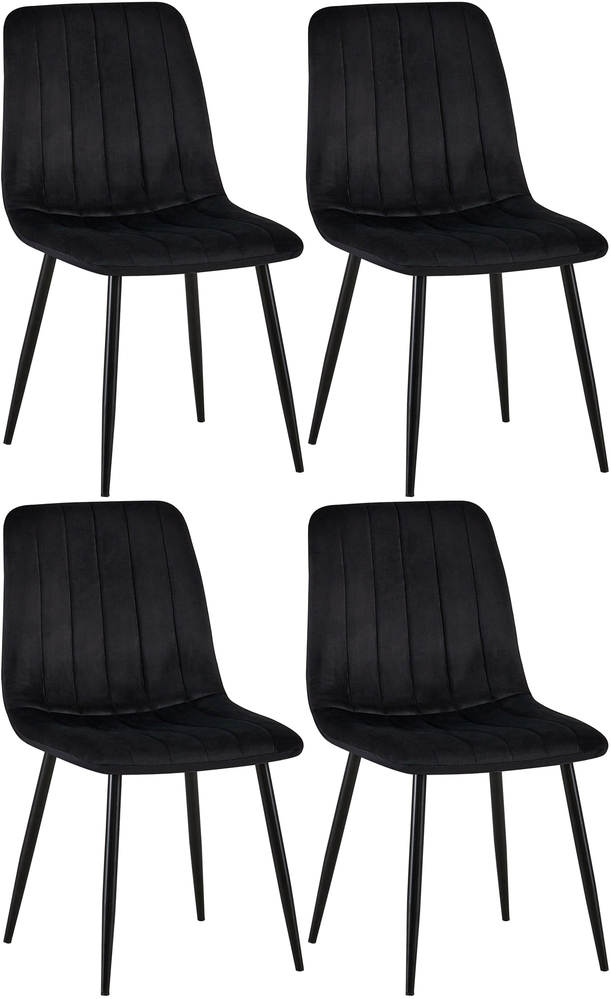 Lot de 4 Chaises de salle à manger Dijon avec Piètement en métal noir