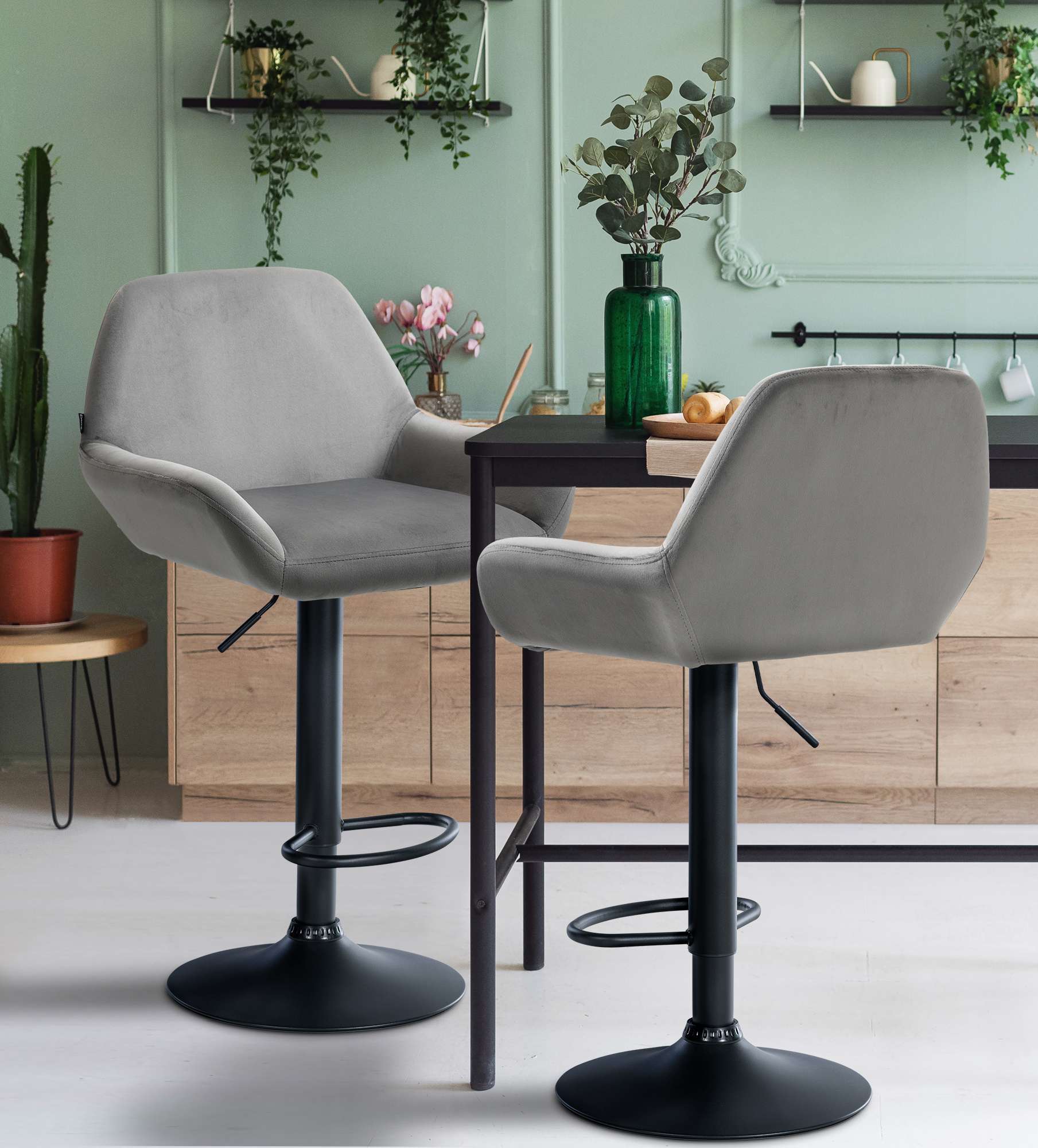 Ensemble de 2 tabourets de bar Braga en velours