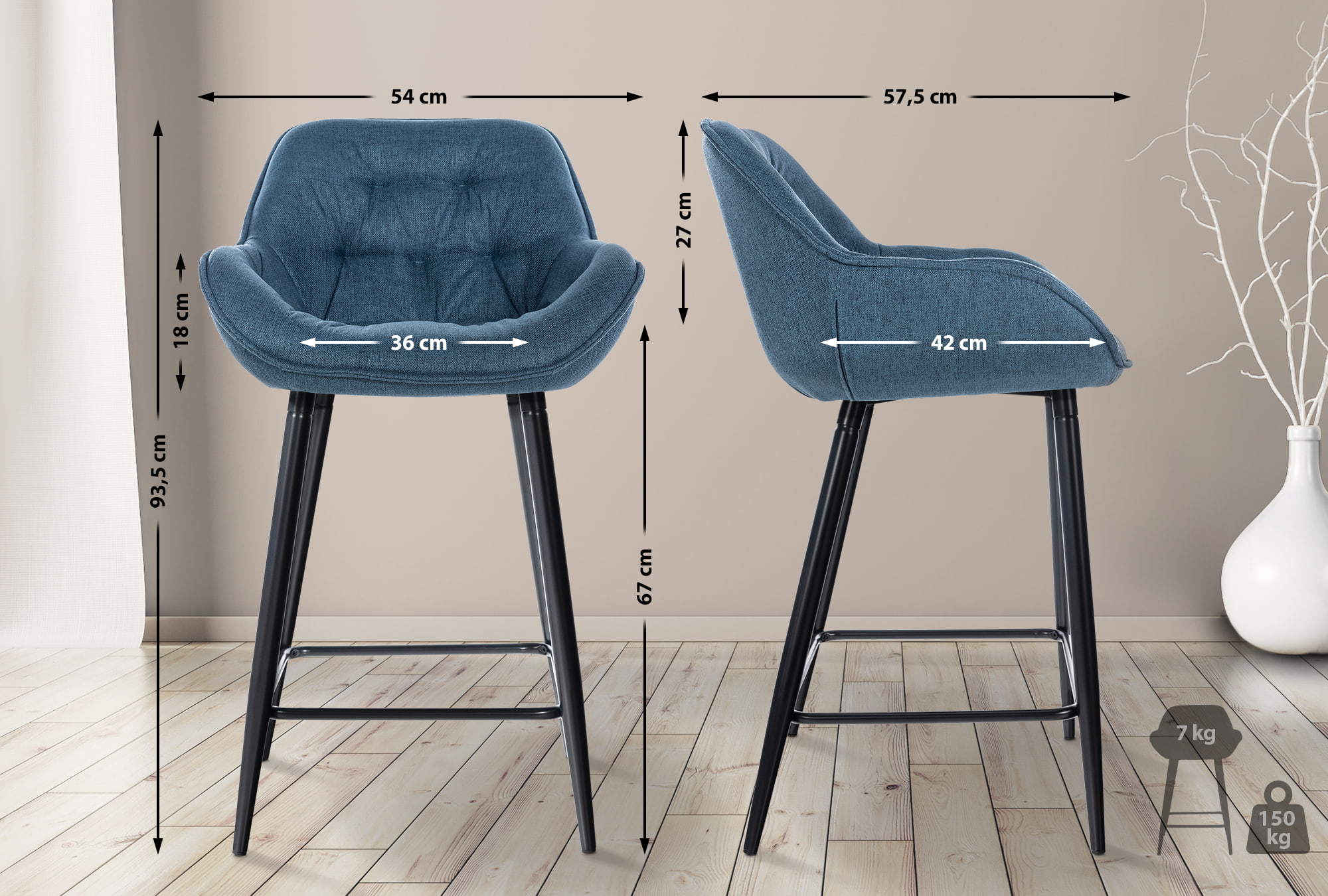 Tabouret de bar Gibson avec Pieds en Métal