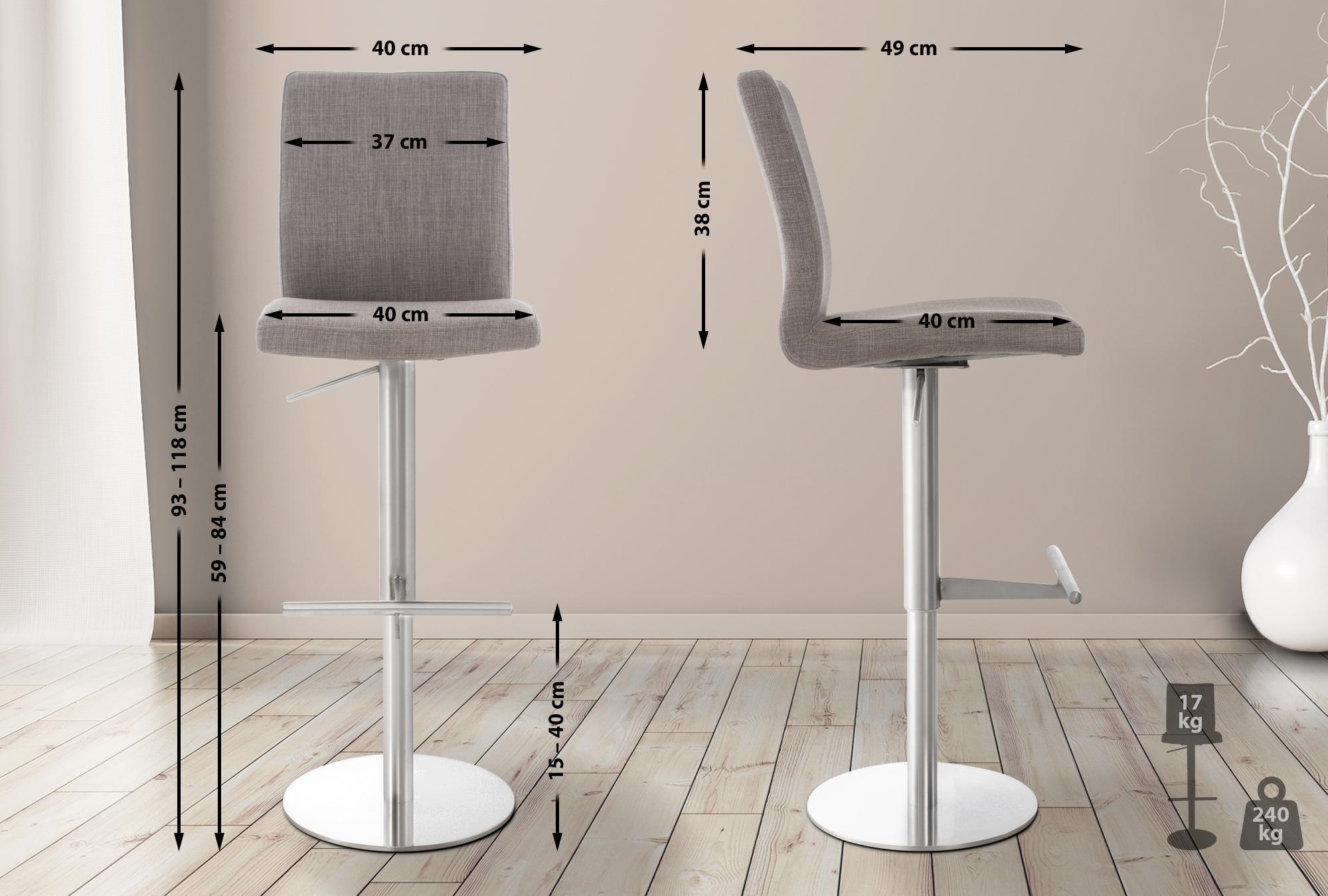 Lot de 2 tabourets de bar Cadiz en tissu