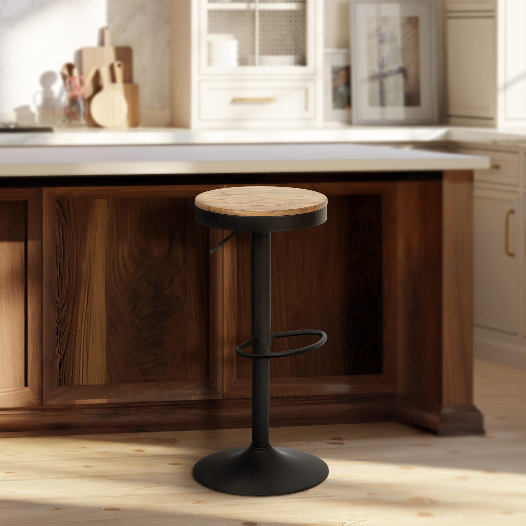 Tabouret de bar Pitas en bois d'orme