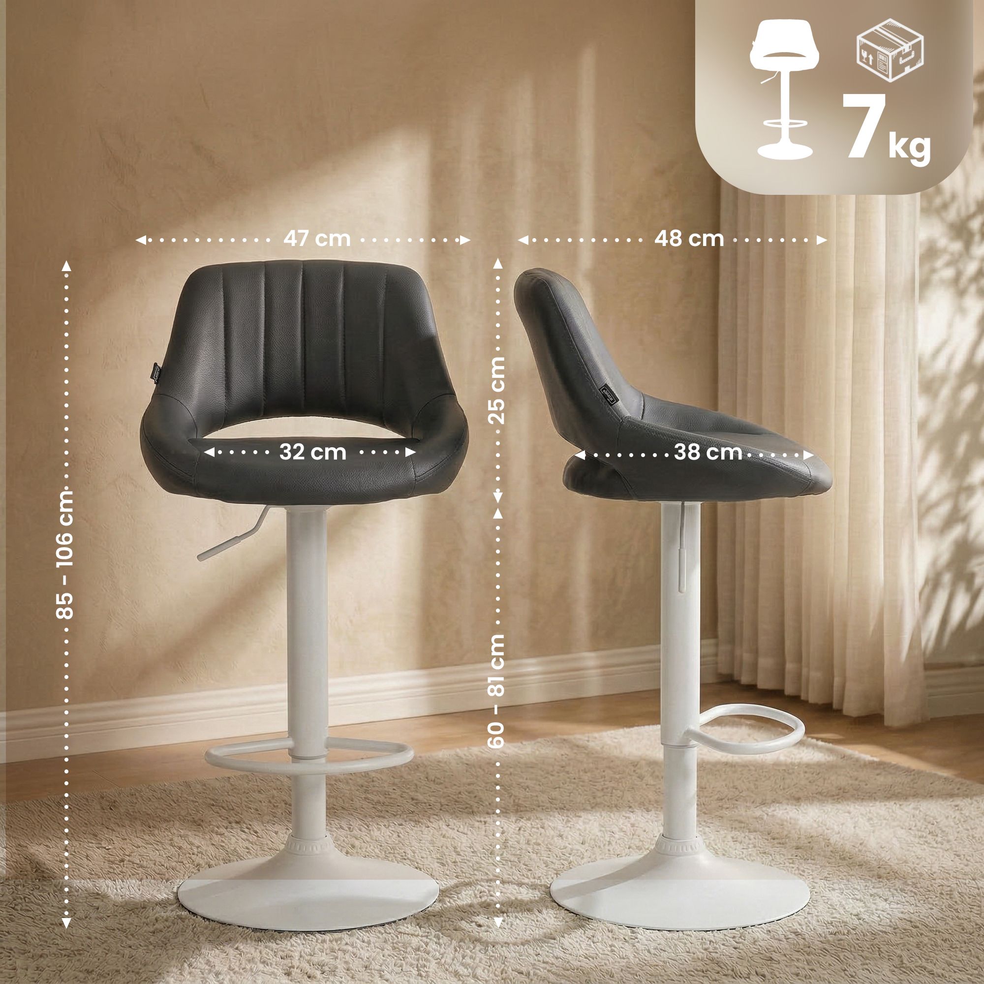 Lot de 2 tabourets de bar Milet en similicuir