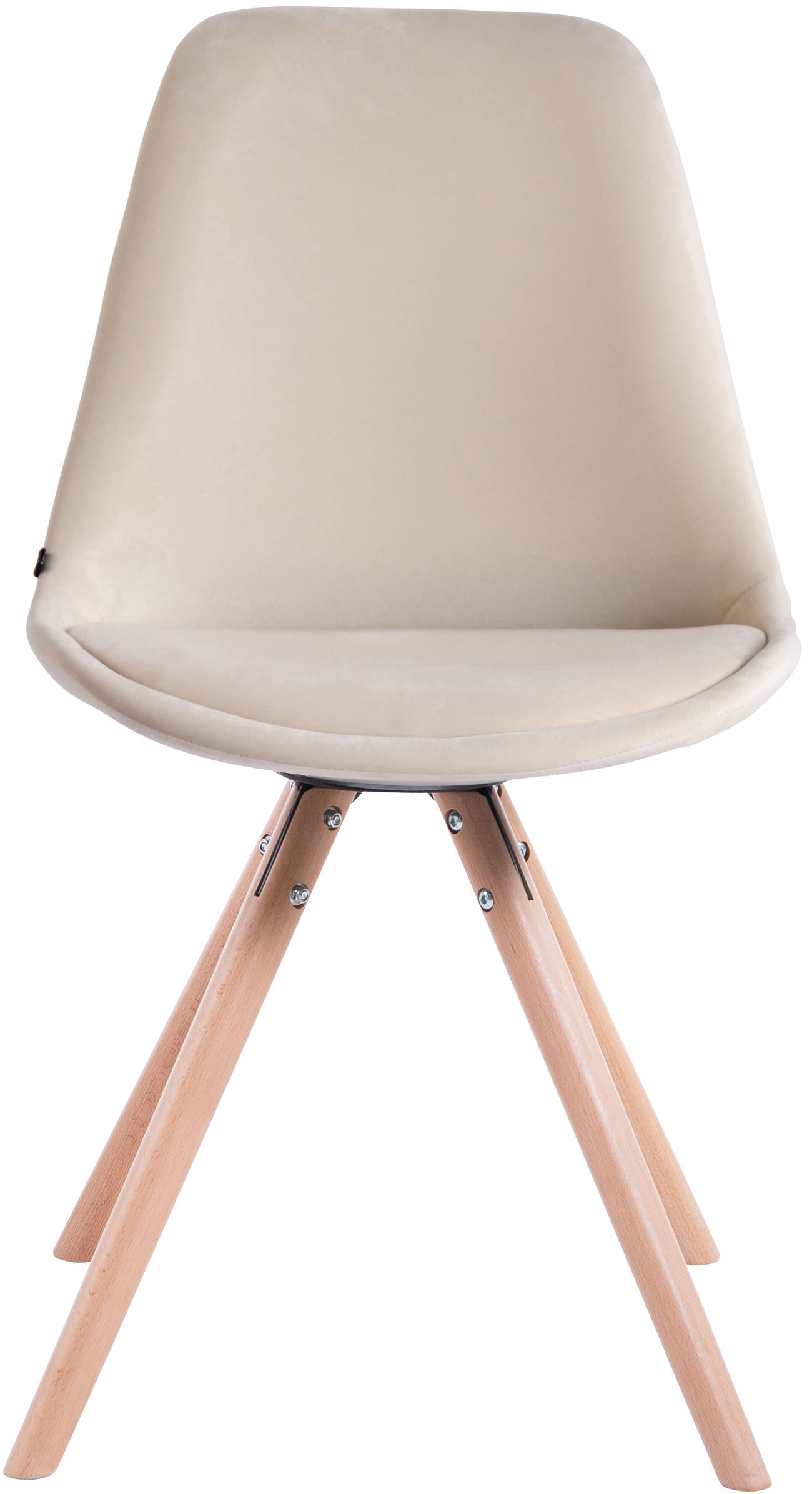 Lot de 4 Chaises de salle à manger Toulouse Velours Pieds ronds bois