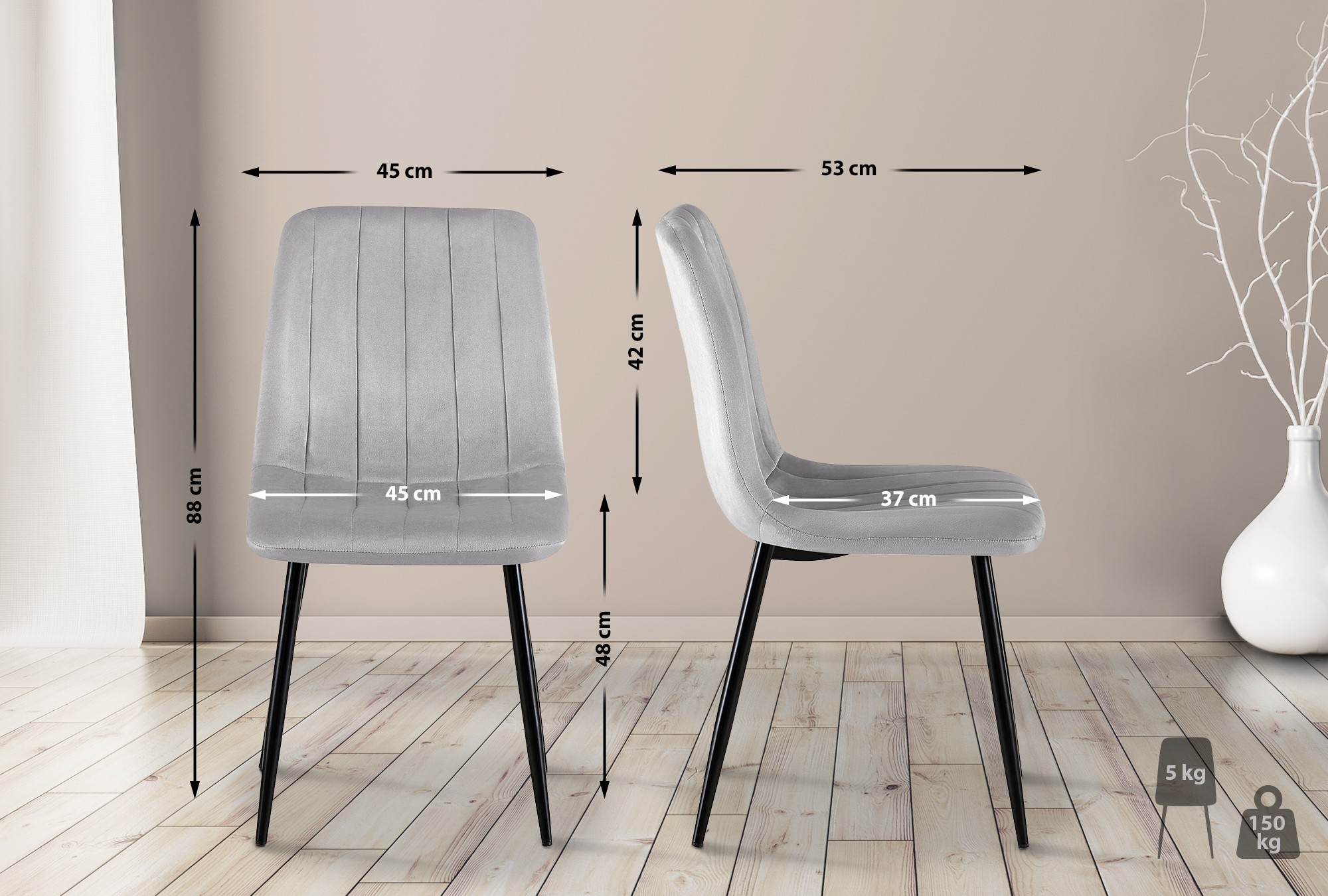 Chaise de salle à manger Dijon avec Piètement en métal noir