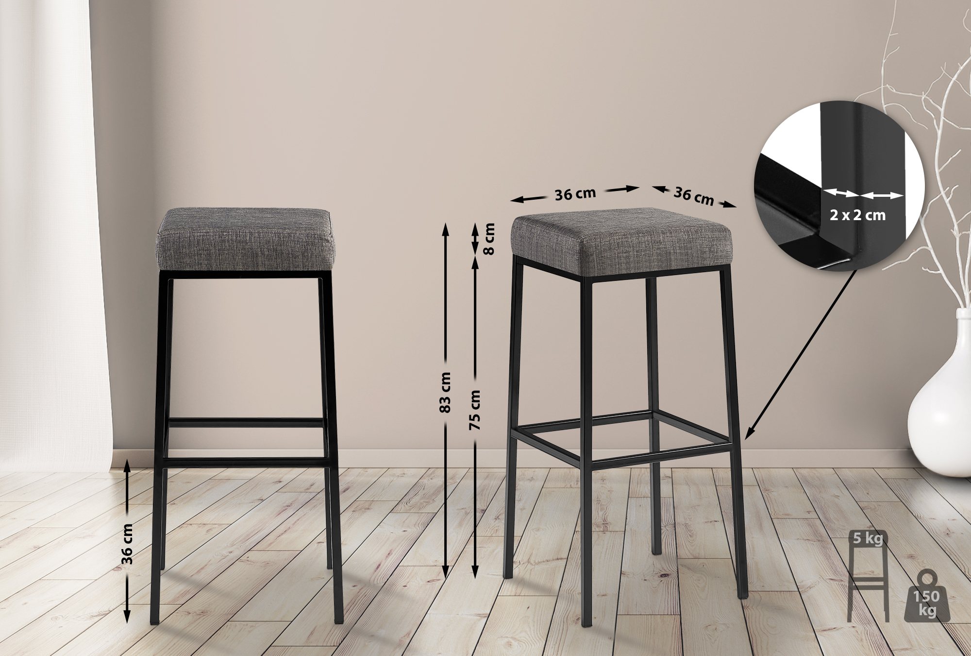Tabouret de bar Montreal tissu