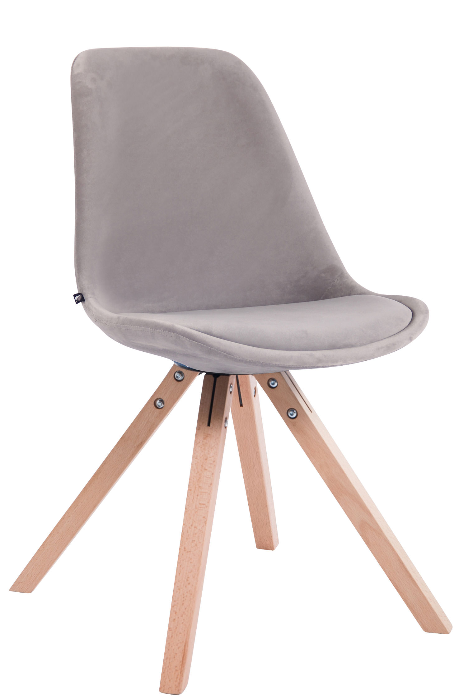 Lot de 4 Chaises de salle à manger Toulouse Velours Pieds carrés bois